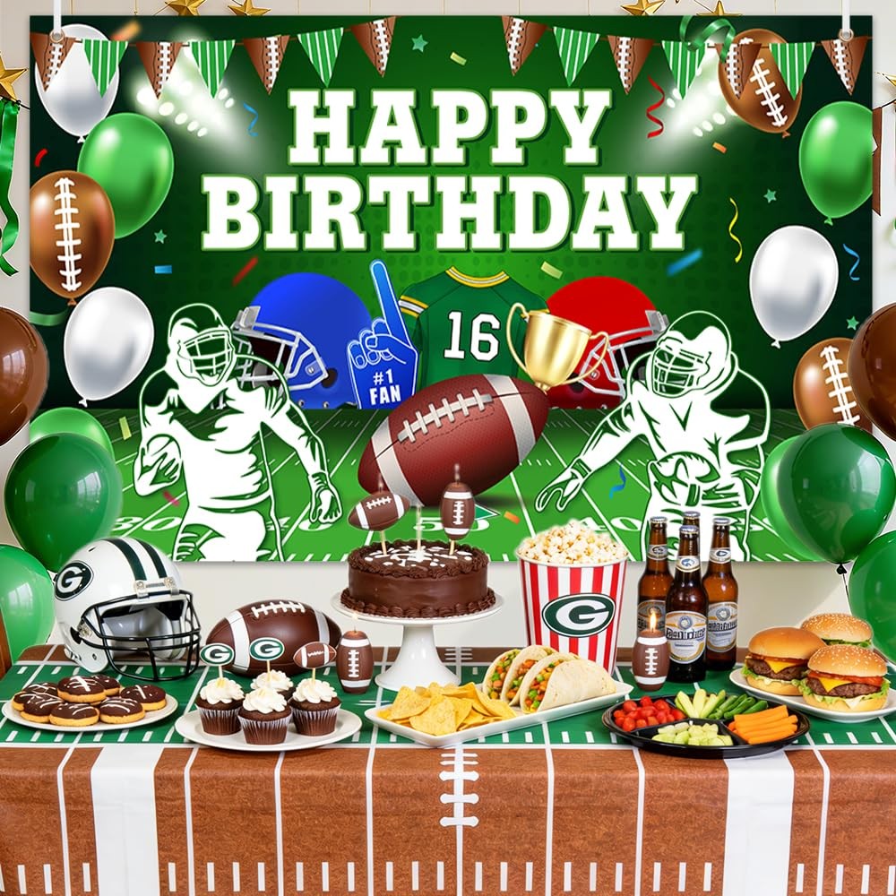 Football Happy Birthday Backdrop Banner Football Party Decorations Bowl Game Spo