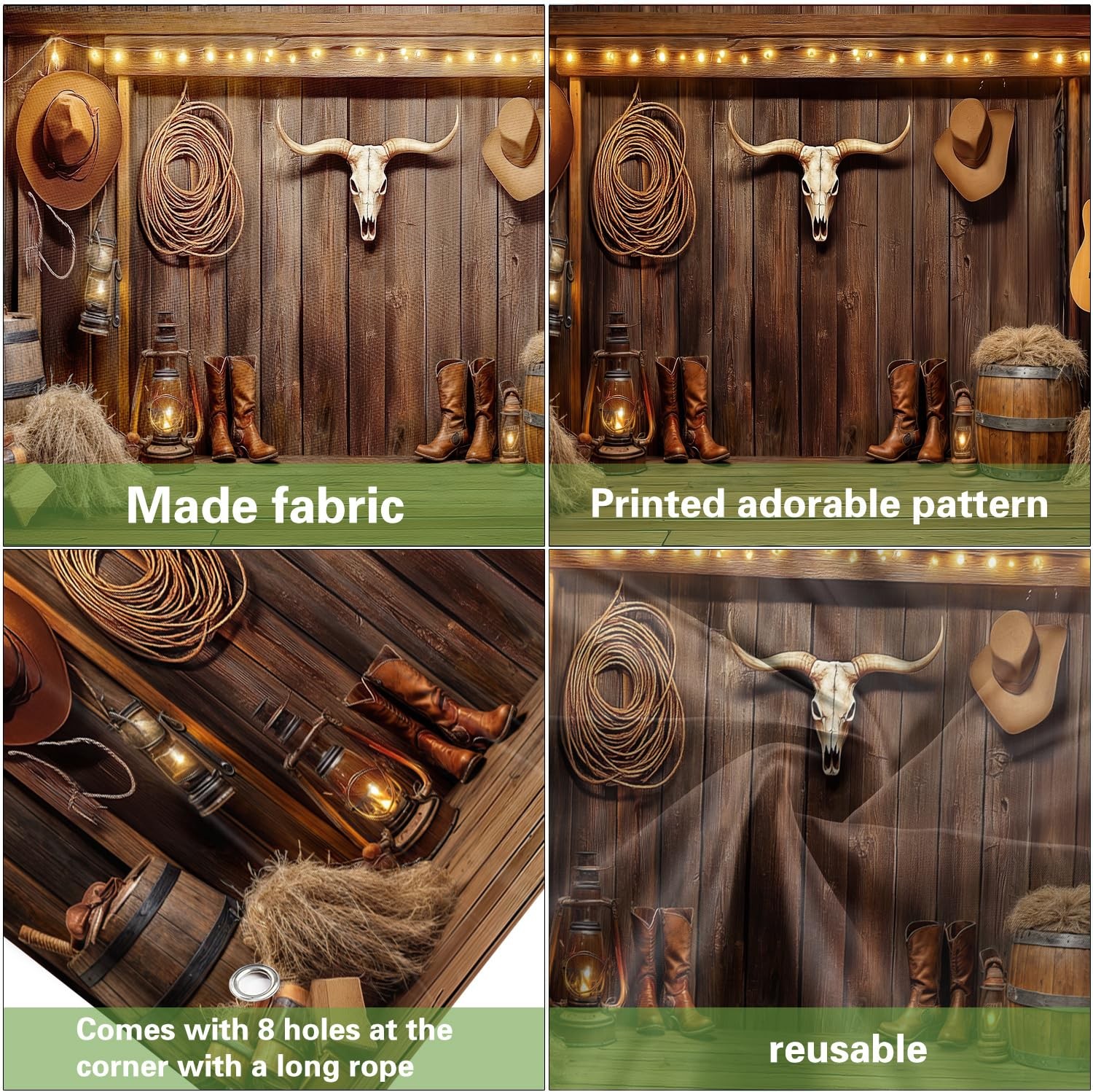 Western Cowboy Garage Door Cover Banner Decorations Backdrop Wild West Wooden…
