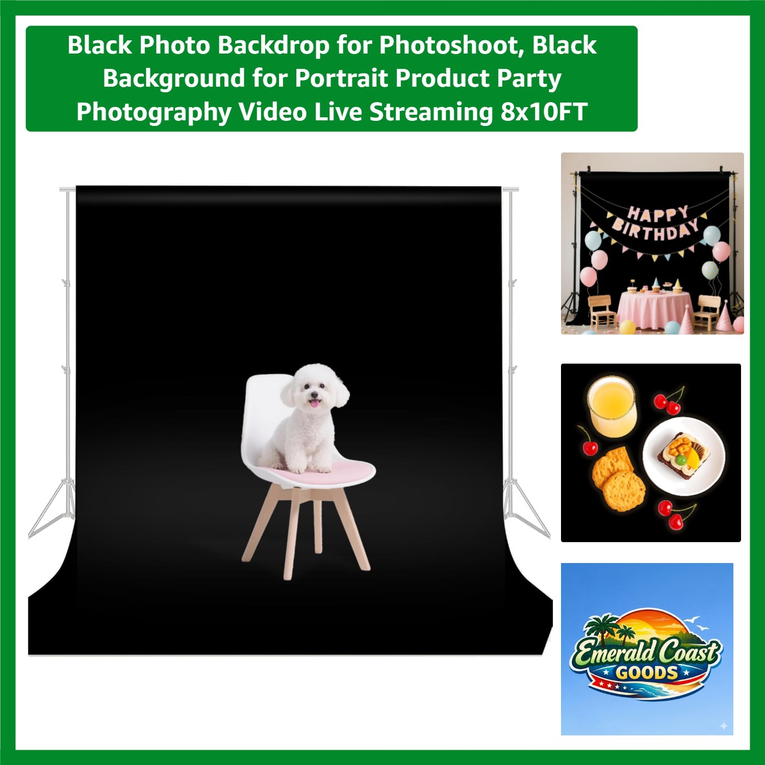 Versatile Black Photography Background 8x10FT – Machine Washable & Easy Setup