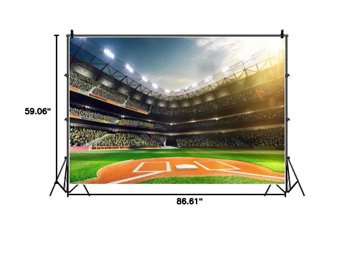 7x5ft Baseball Photo Backdrop – Green Field Stadium for Baby Shower, Birthday Pa
