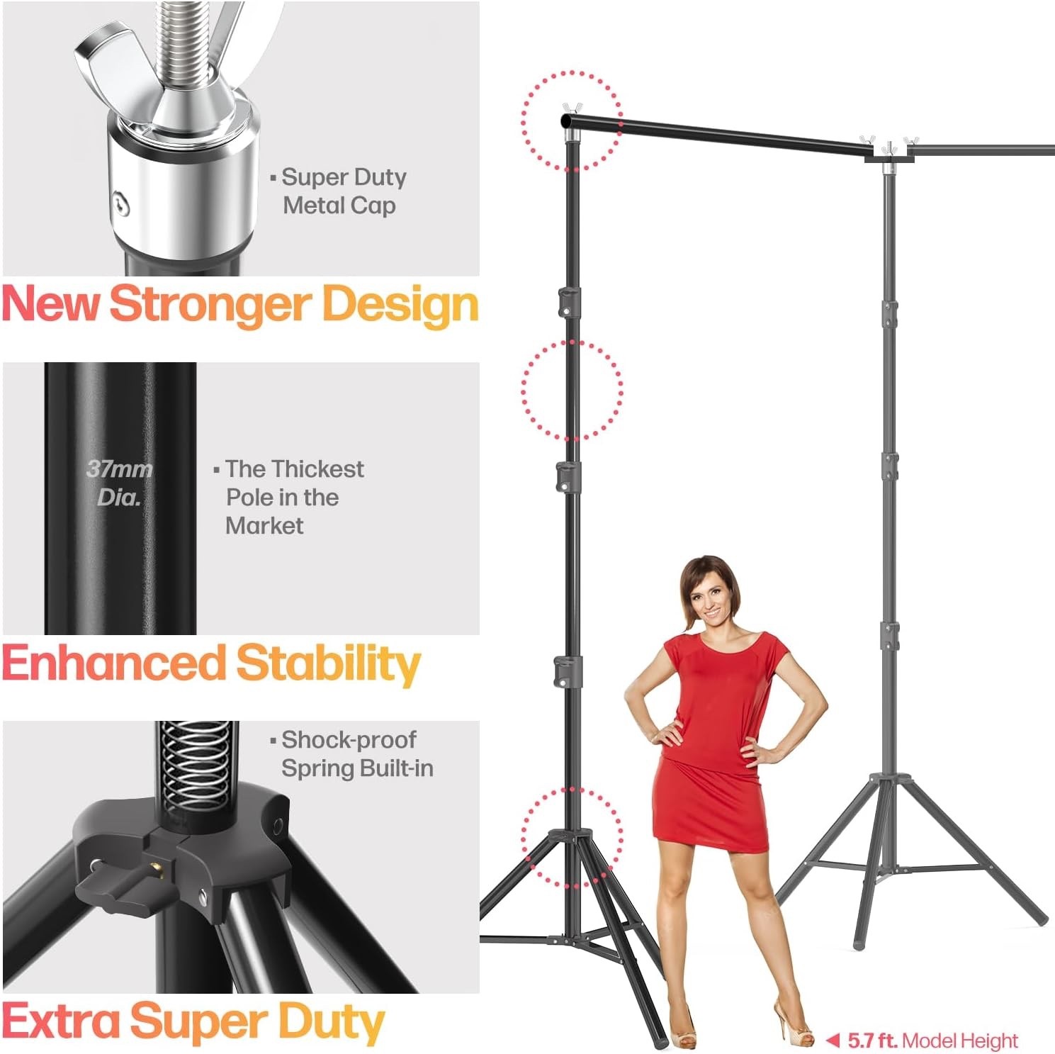 LimoStudio [Super Duty] 30.3 x 10.4 ft. Triple Extended Crossbar Backdrop Stands