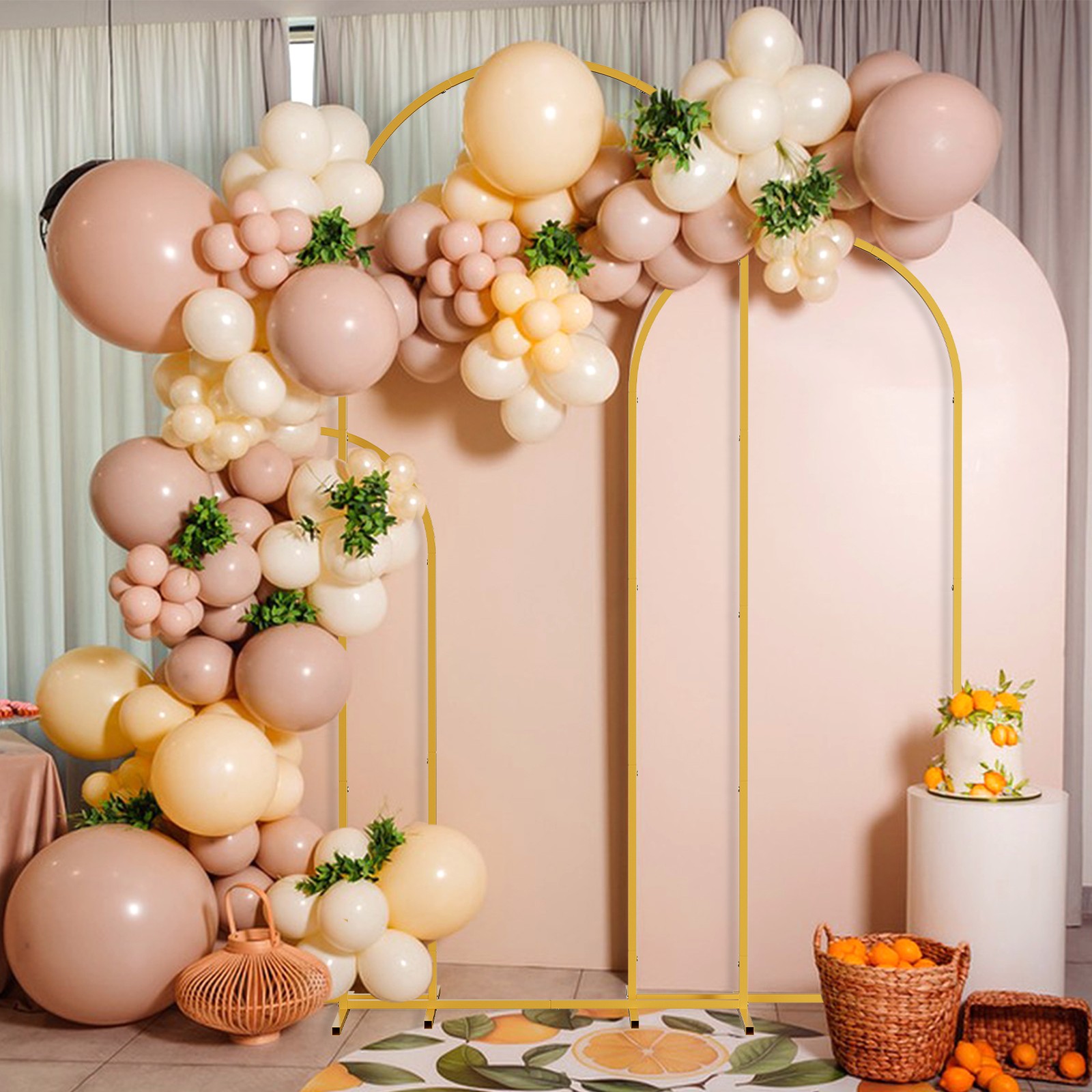 Set of 3 Arch Backdrop Stand Metal Wedding Arch Stand Frame 7.2ft 6.6ft 6ft
