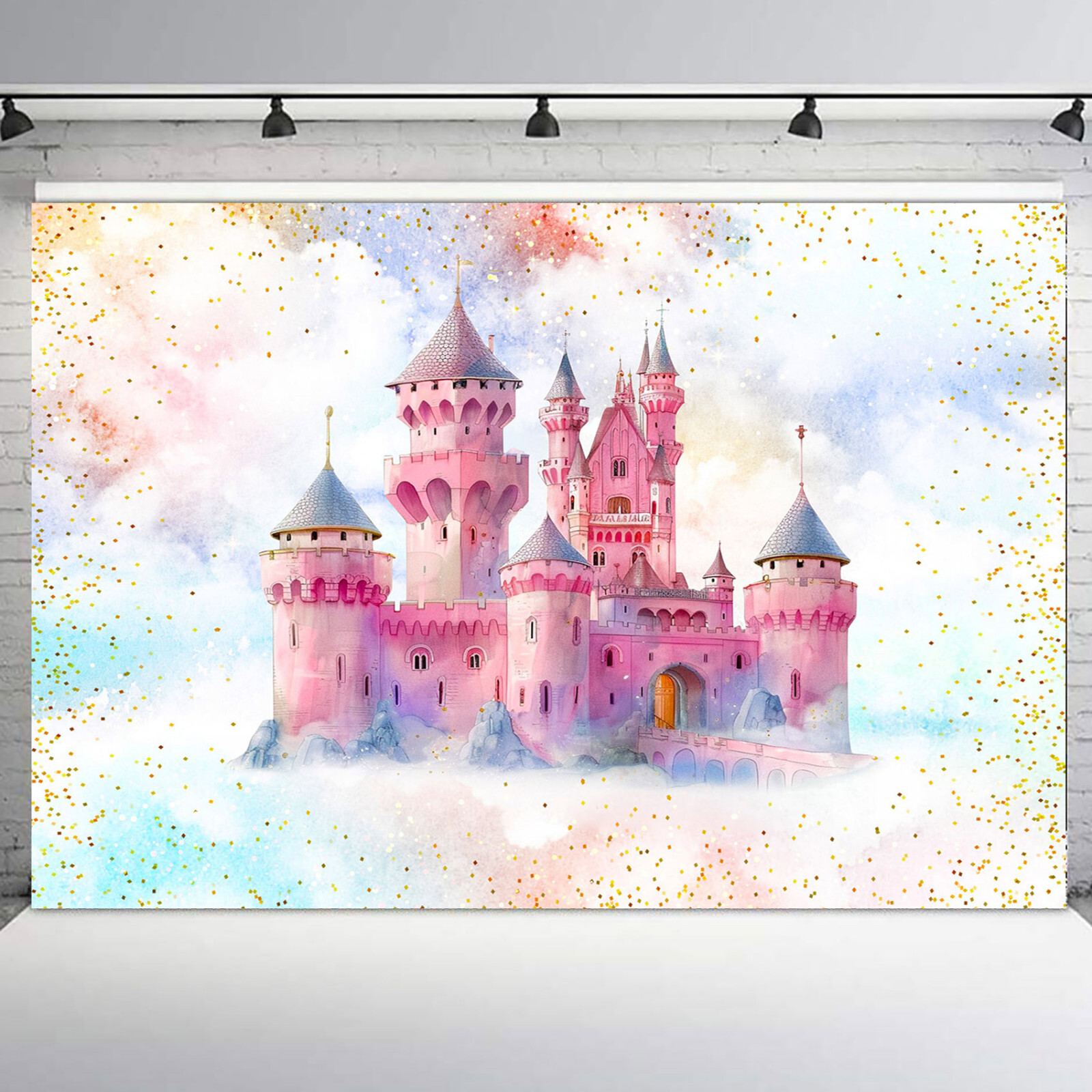 10x8ft Fantasy Fairy Princess Pink Retro Castle Vinyl Backdrop Photo Background