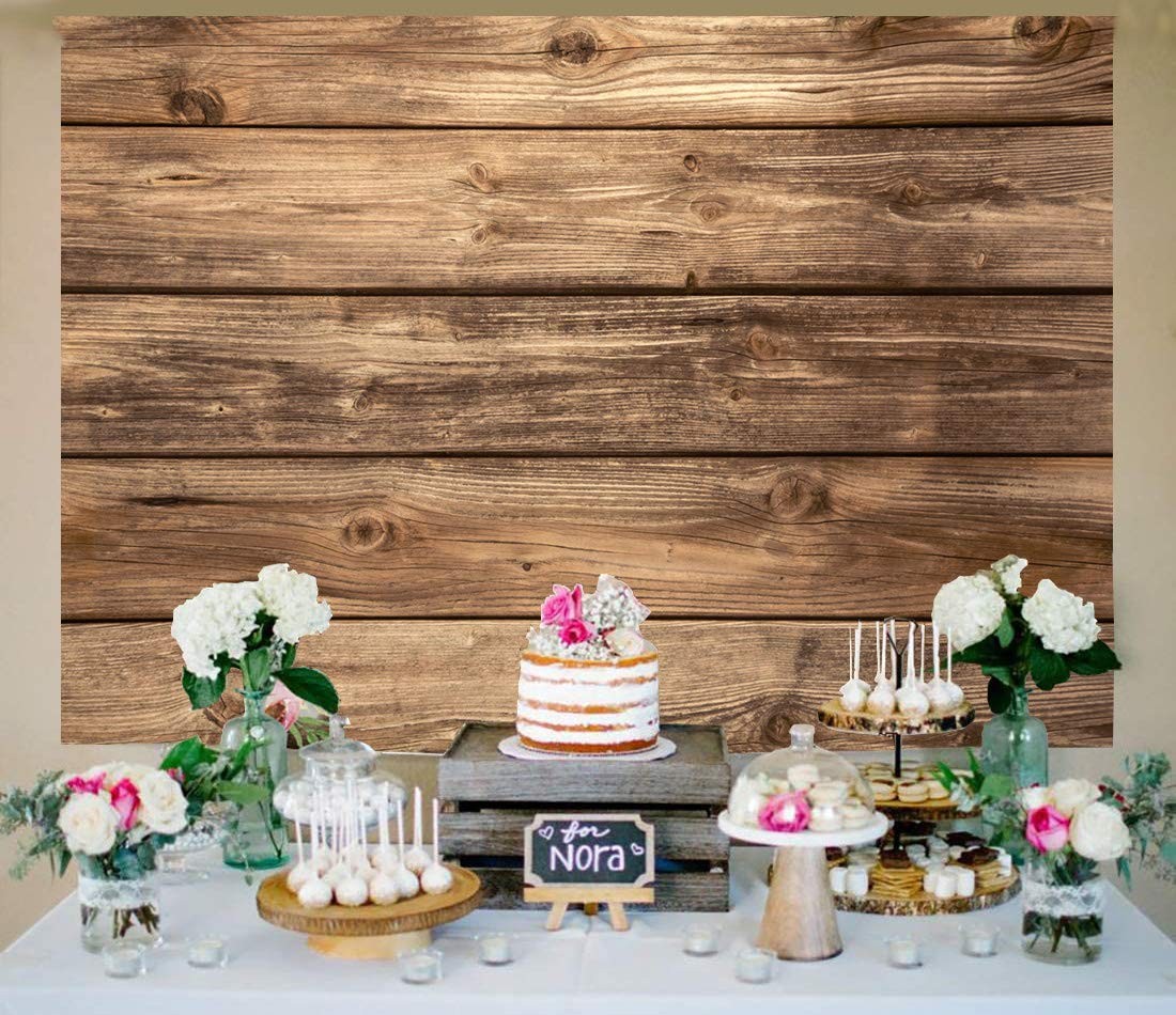 Rustic Wood Wall Backdrop Natural Wooden Board Photography 7x5FT Brown