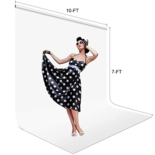 10 x 7 FT Backdrop Background for Photography, Professional 7 X 10 FT White