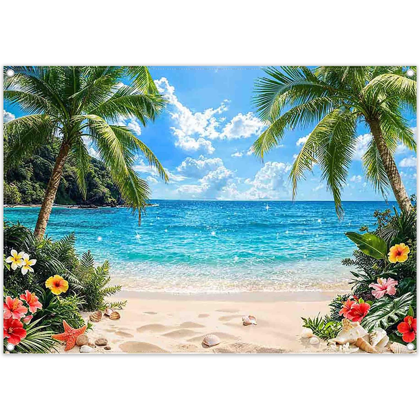7x5ft Summer Tropical Beach Photography Backdrop Hawaiian Ocean Luau Props