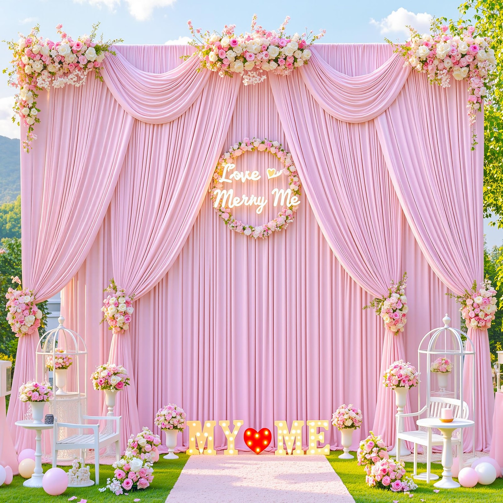 50x10ft Pink Photo Backdrop 50 ft X 10 ft(10 Panels 5ft X 10ft),