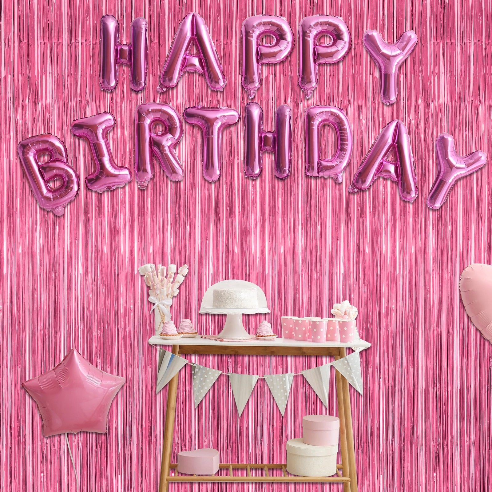2 Pack Pink Party Decorations, 3.28 FT x 7.05 Backdrop, 2 PCS,
