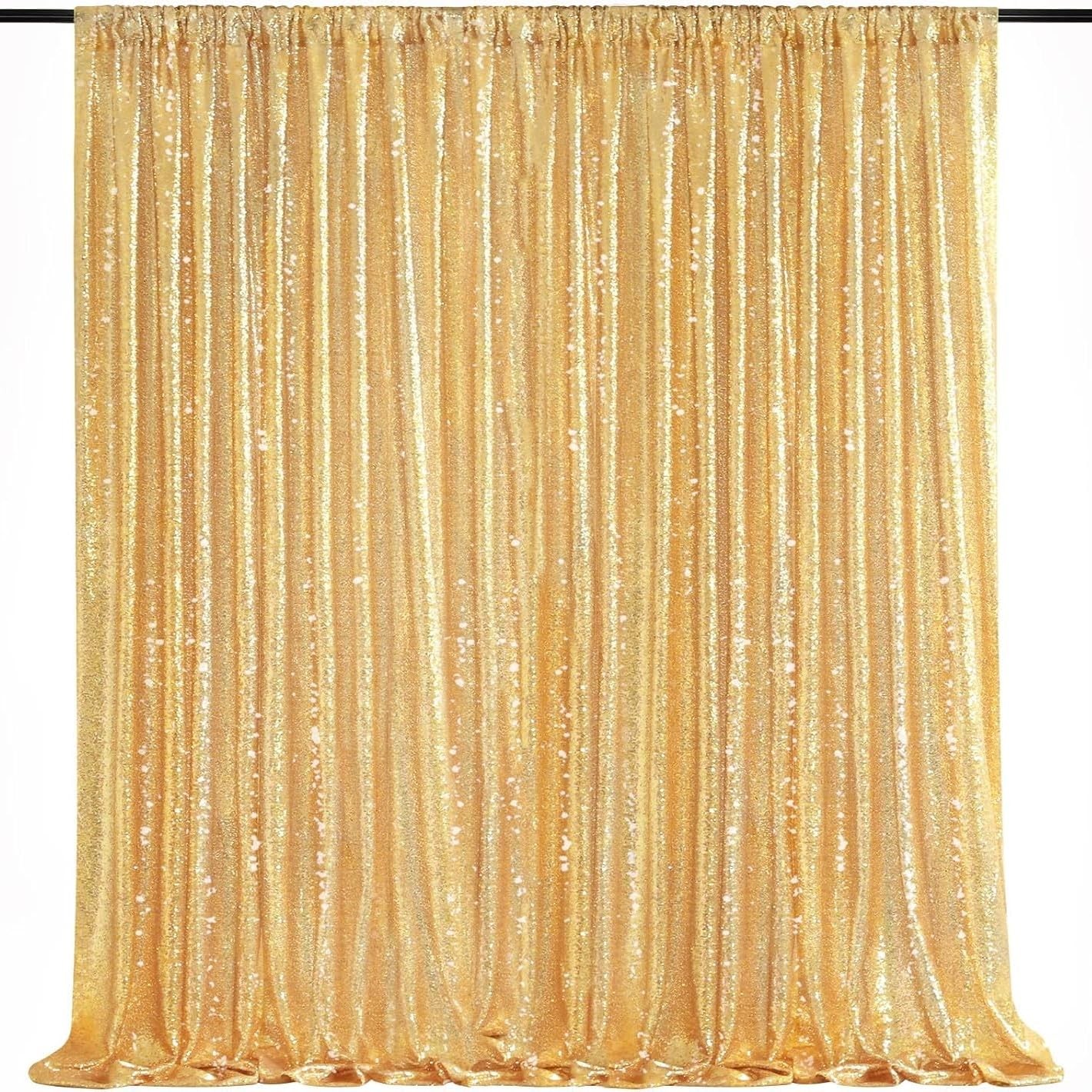 Gold Sequin Backdrop Curtain 8×8 Ft Glitter Gold Photography Background