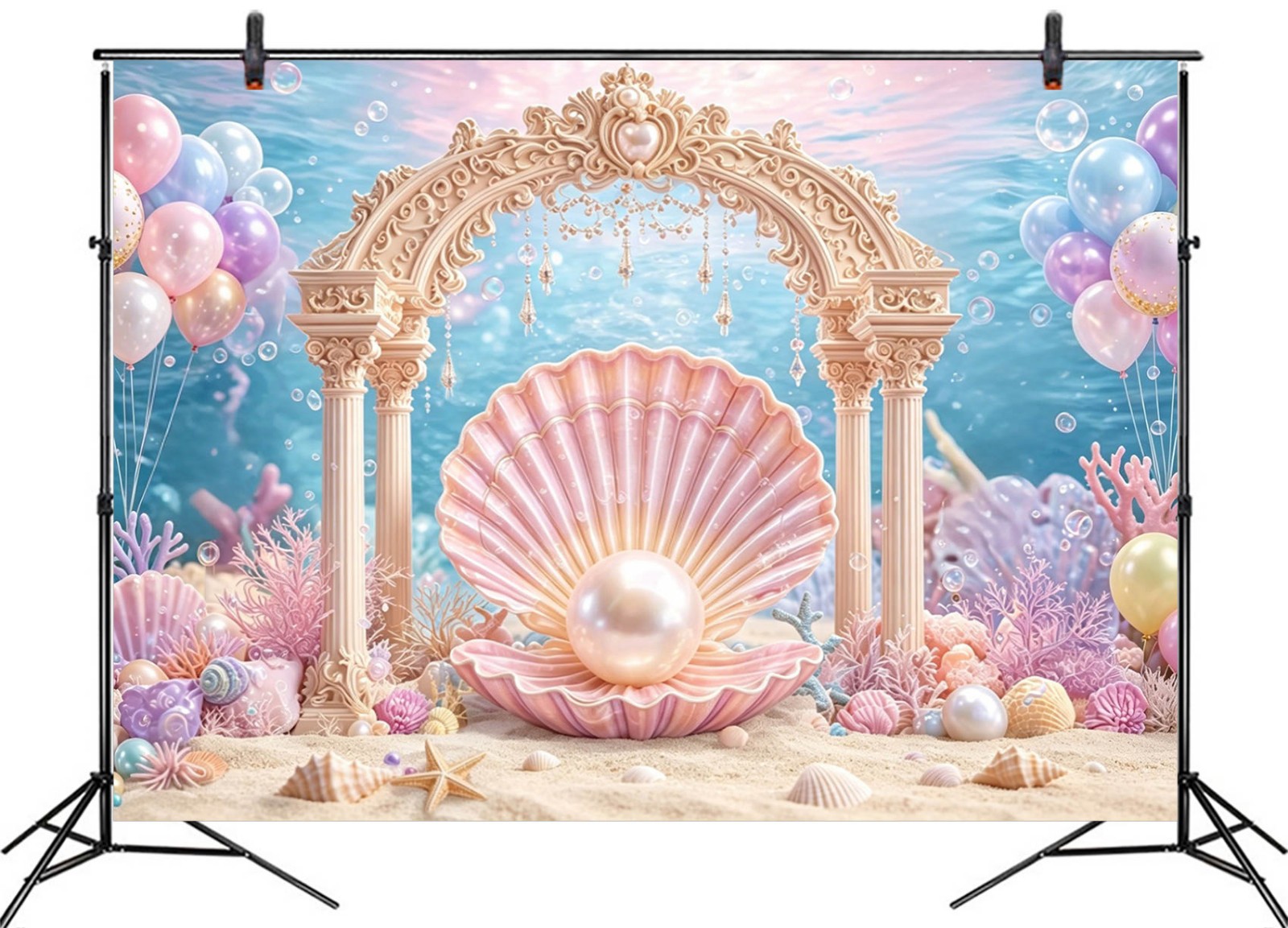 10x8ft Under The Sea Backdrop Ocean Princess Party Background for Photography