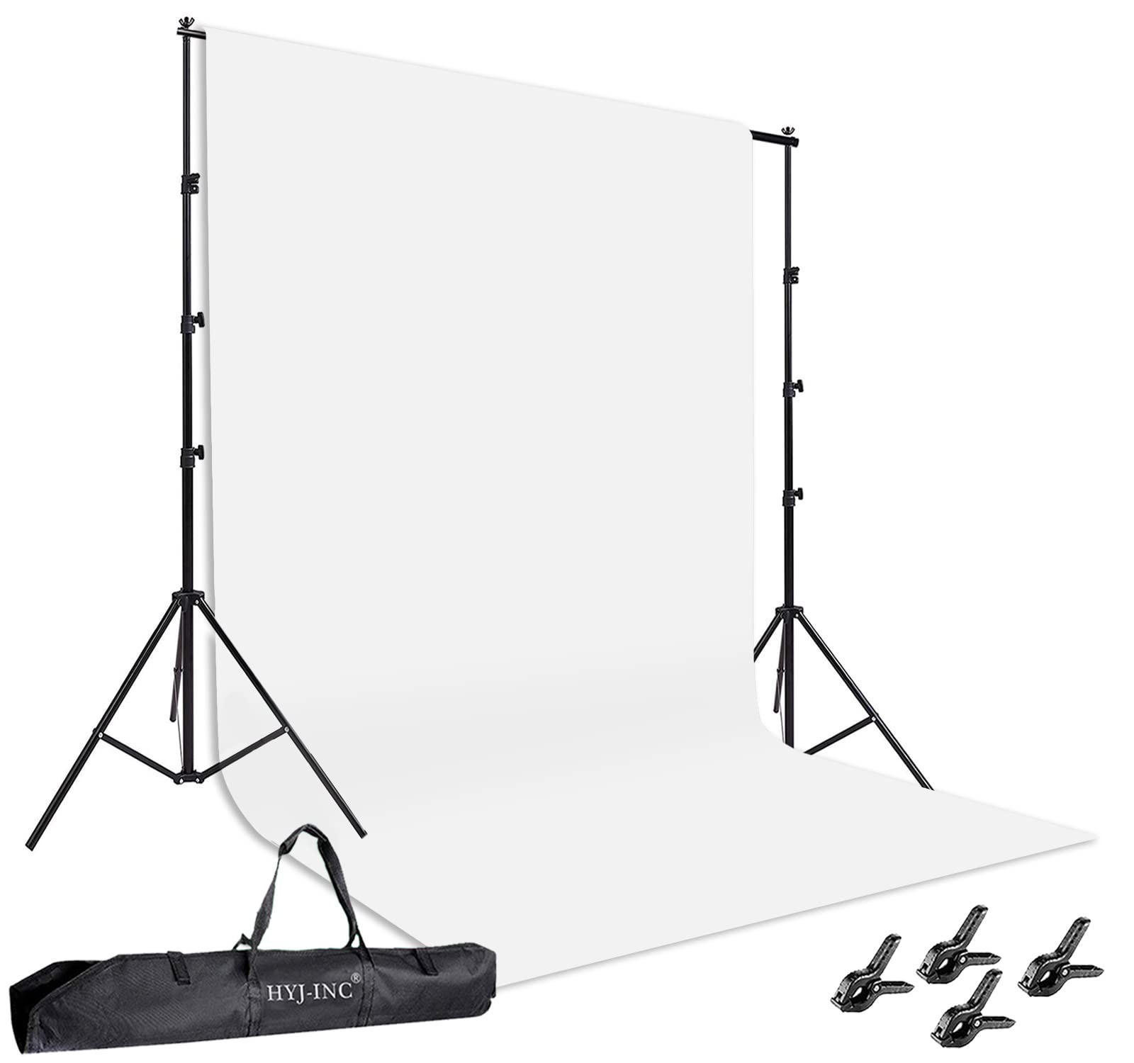 Photo Background Support System with 8.5 x 10ft Backdrop Stand Kit, 100% Whit…