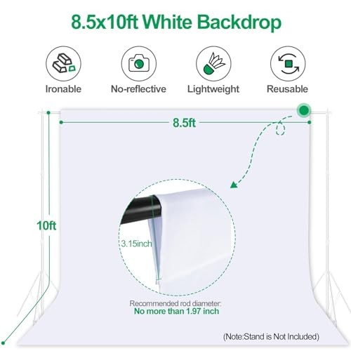 8.5×10 ft Backdrop for Photography, Large Party Photo 8.5x10ft White