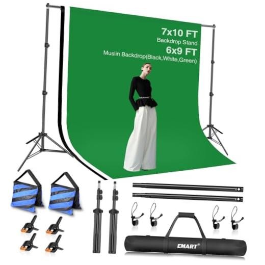 Photo Video Studio Backdrop Stand Kit, 7x10ft(backdrop stand)/6x9ft(backdrop)