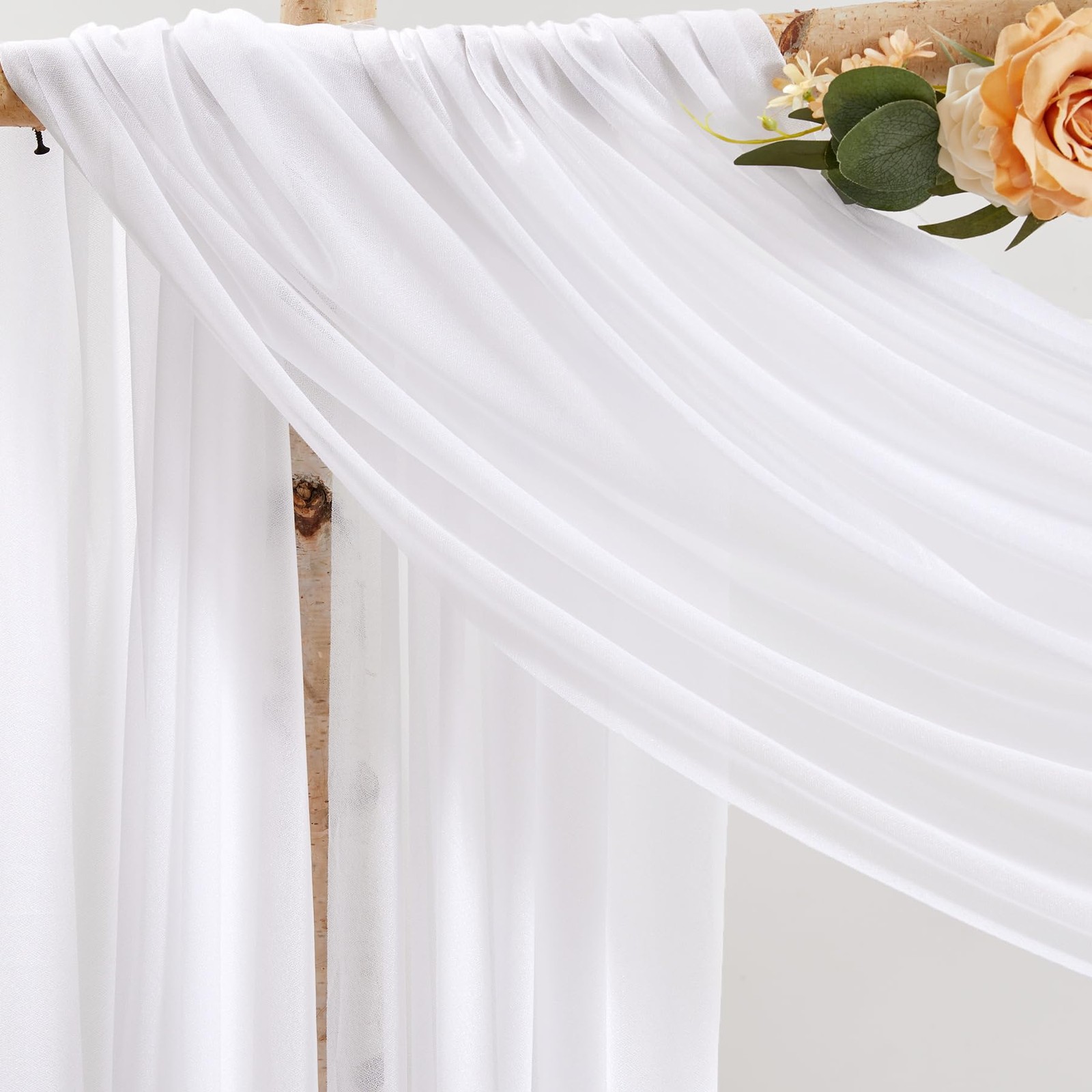 1 Panel White Sheer Arch Draping Fabric, 30-Inch x 20-Foot, Wedding Backdrop