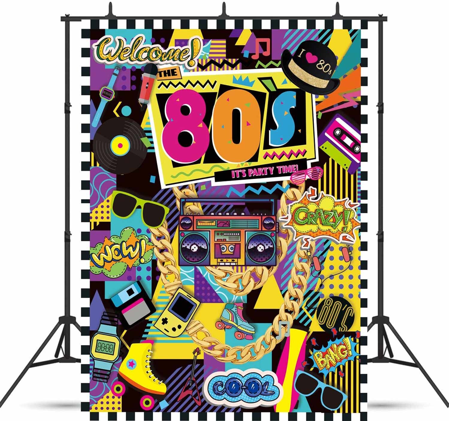 Back to The 80’s Backdrop Banner Baby Shower Photo Background 7x5Ft