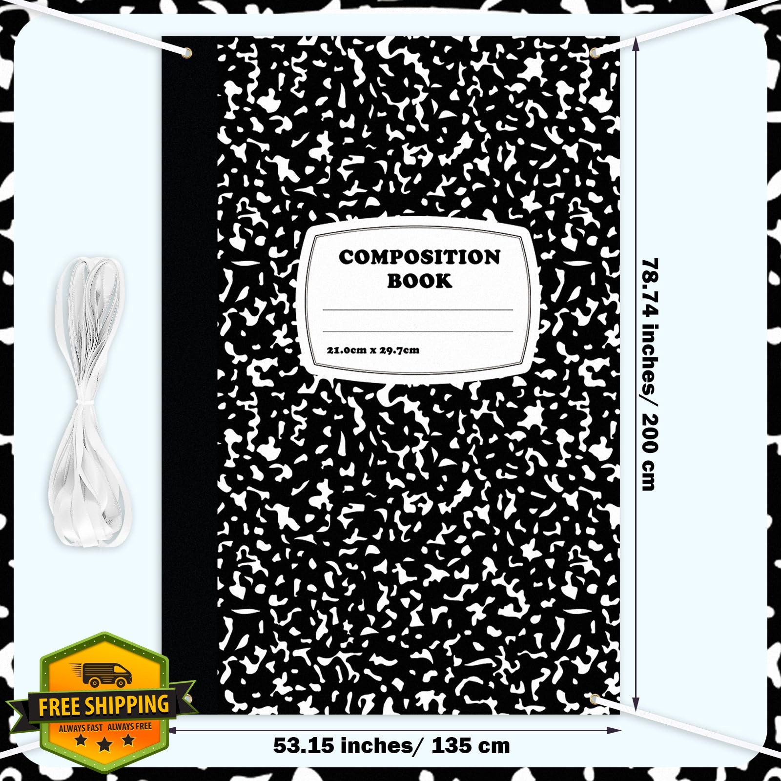 Hahafelt 6.6×4.4ft Backdrop Composition Notebook Classroom Decor