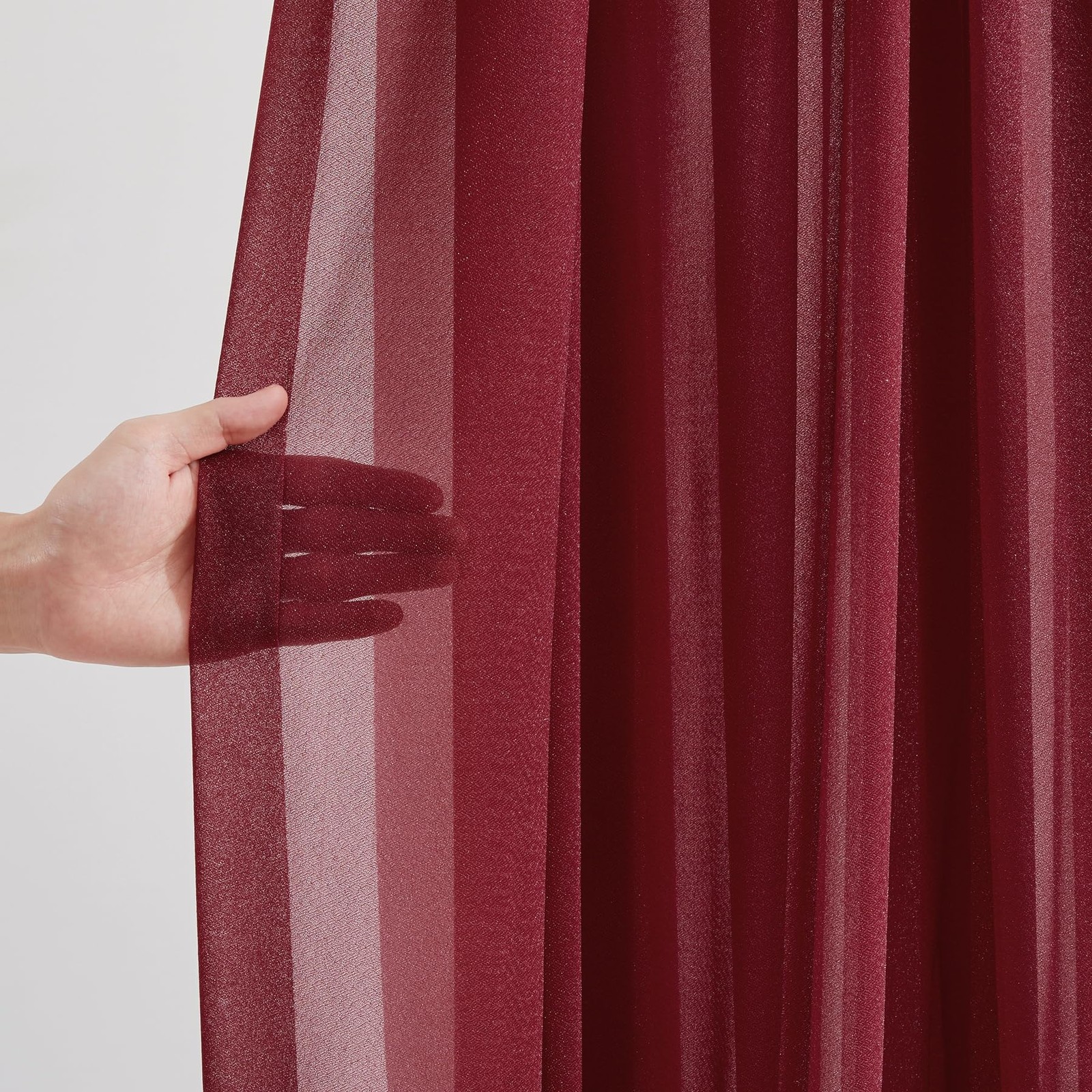 2 Panels Burgundy Arch Draping Fabric, 30 Inch x 20FT, Sheer Backdrop, Decor