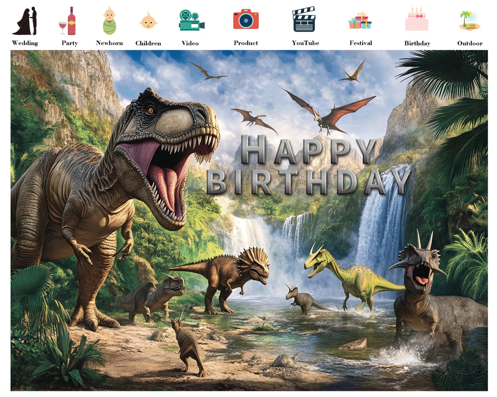 10x8ft Dinosaur Birthday Backdrop Boy Kids Birthday Background for Photography