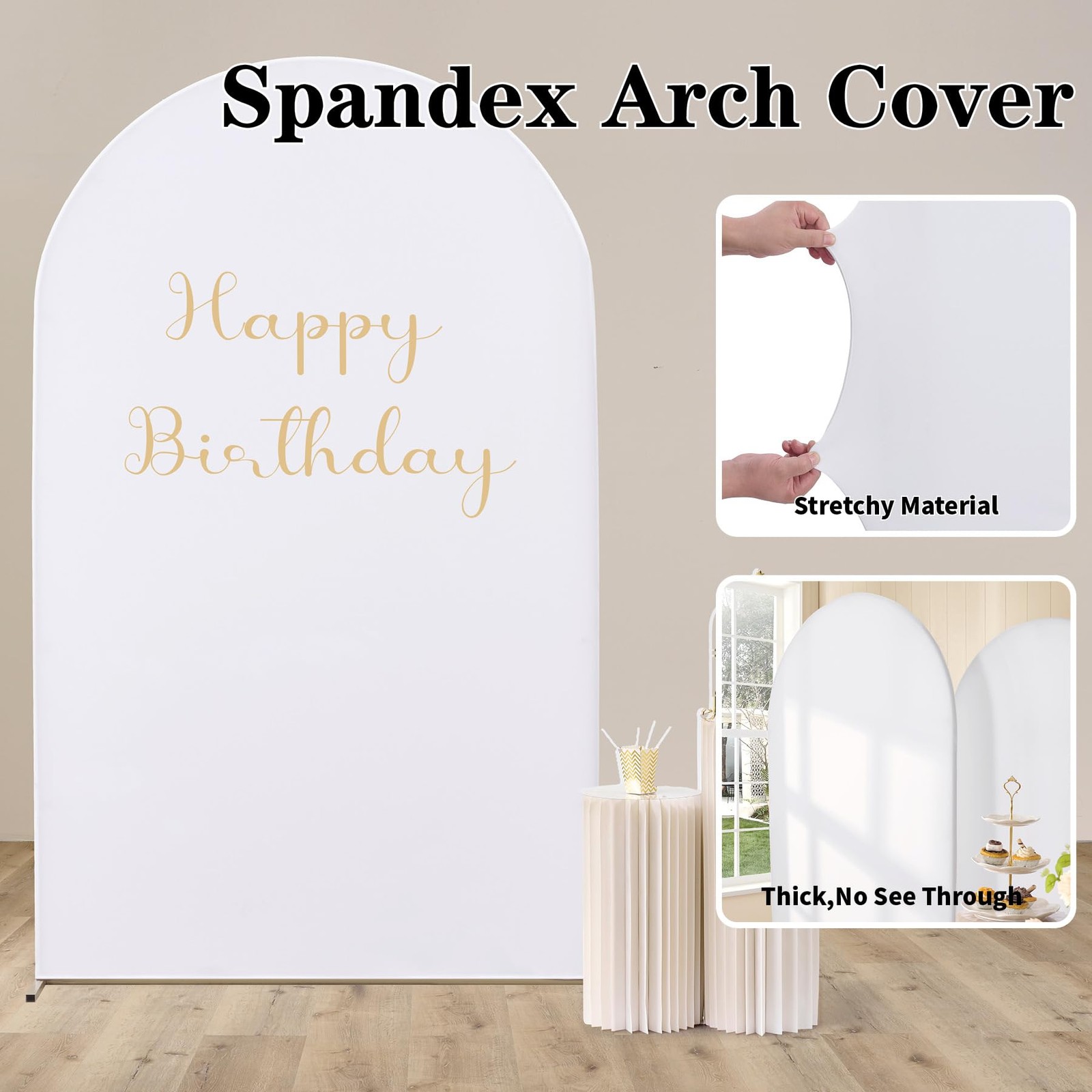 7.2FT White Arch Backdrop Cover Spandex Stretch Wedding Party Cover