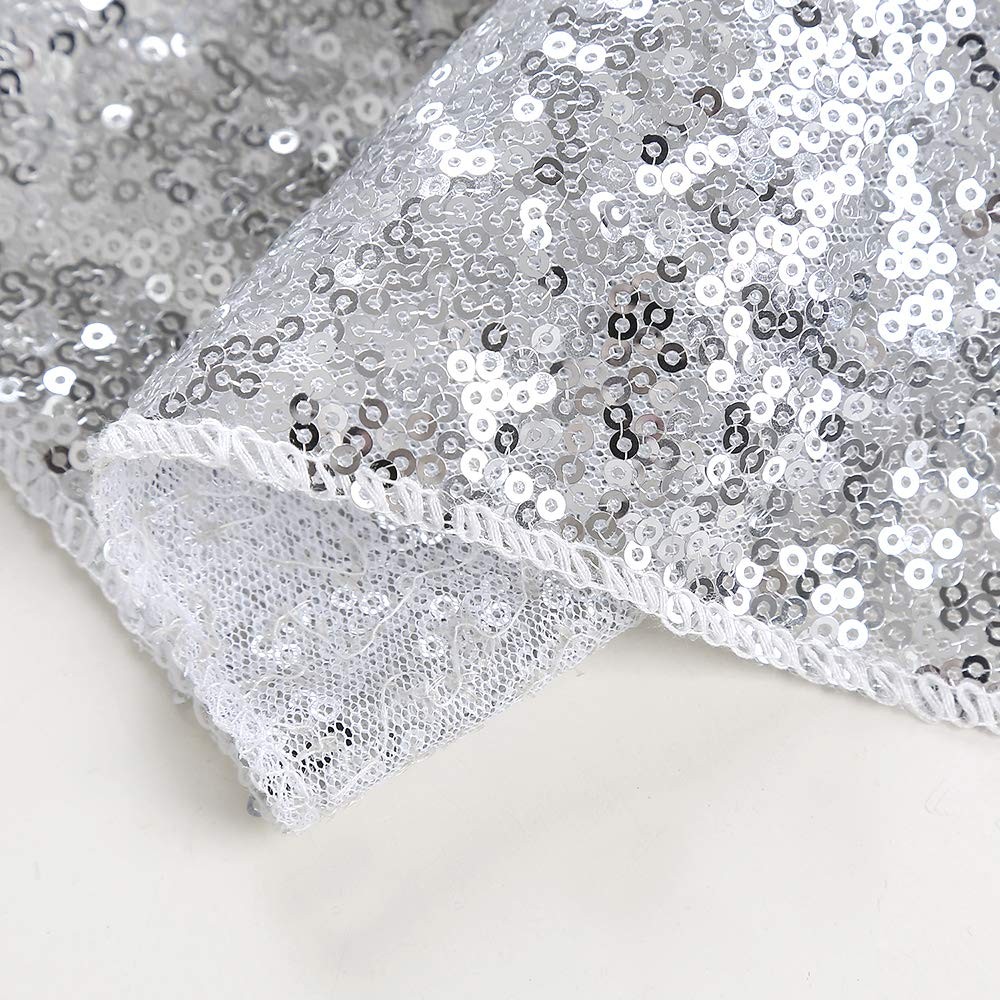 7ft x 7ft Silver Sequin Backdrop Curtain Glitter Photo Booth Backdrop for Wed…