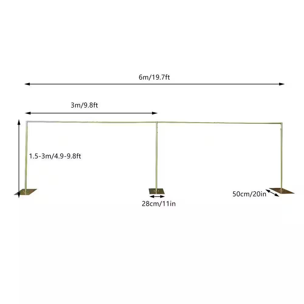 118.2 In. X 236.4 In. Heavy-Duty Wedding Backdrop Stand Kit with Metal Steel Bas