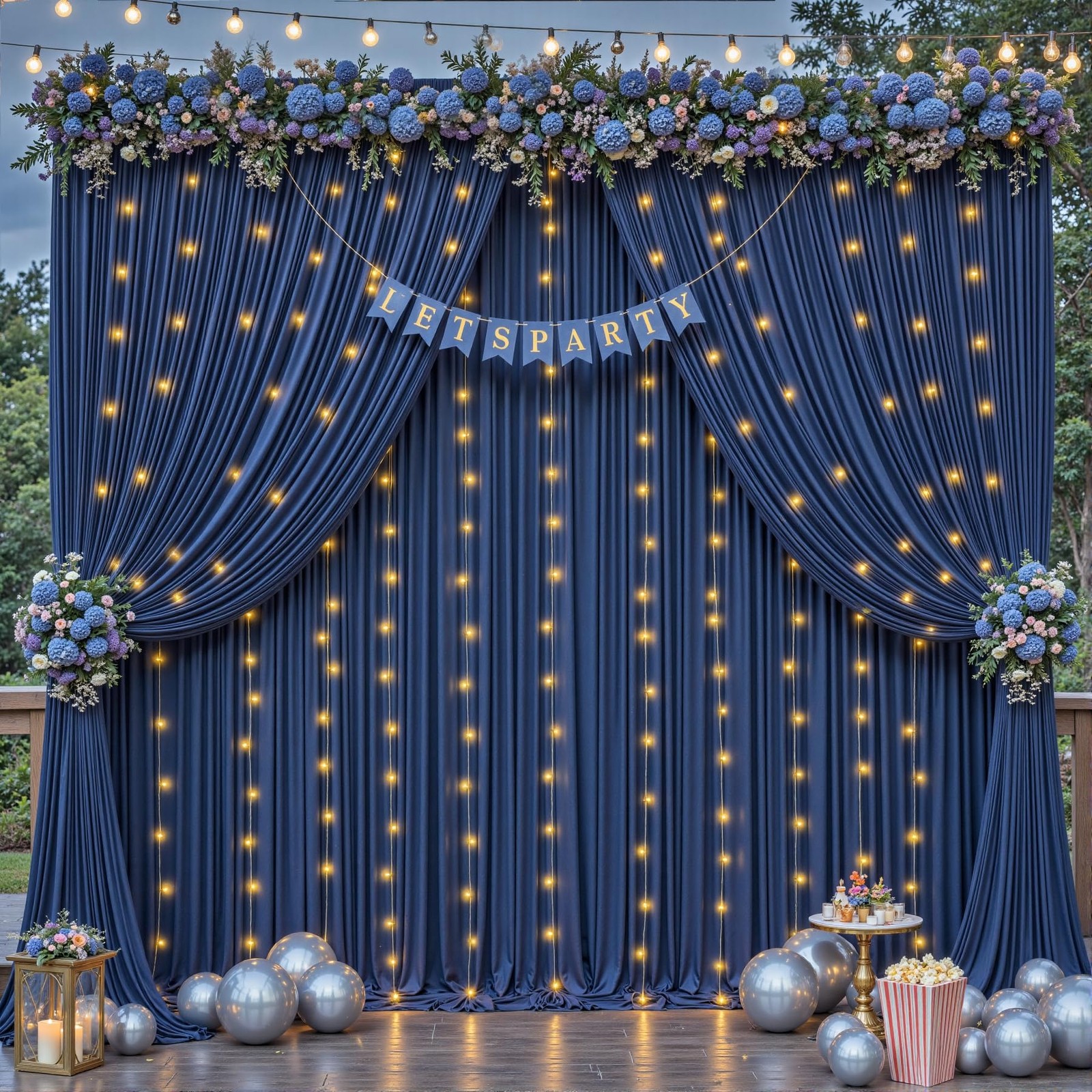 10 Panles Navy Blue Backdrop Curtains – W4′ x H10′(10 panels),