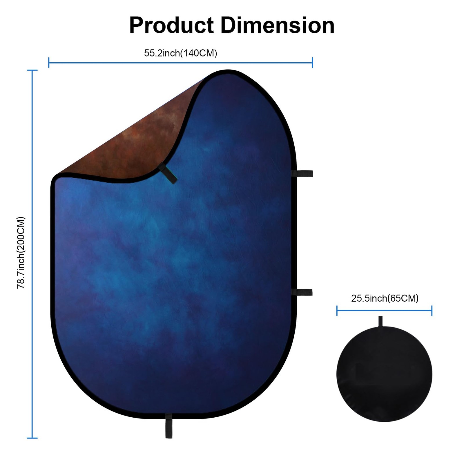 Selens 2 in 1 Portable Backdrop Double Side of 55.12*78.75inches, blue/brown