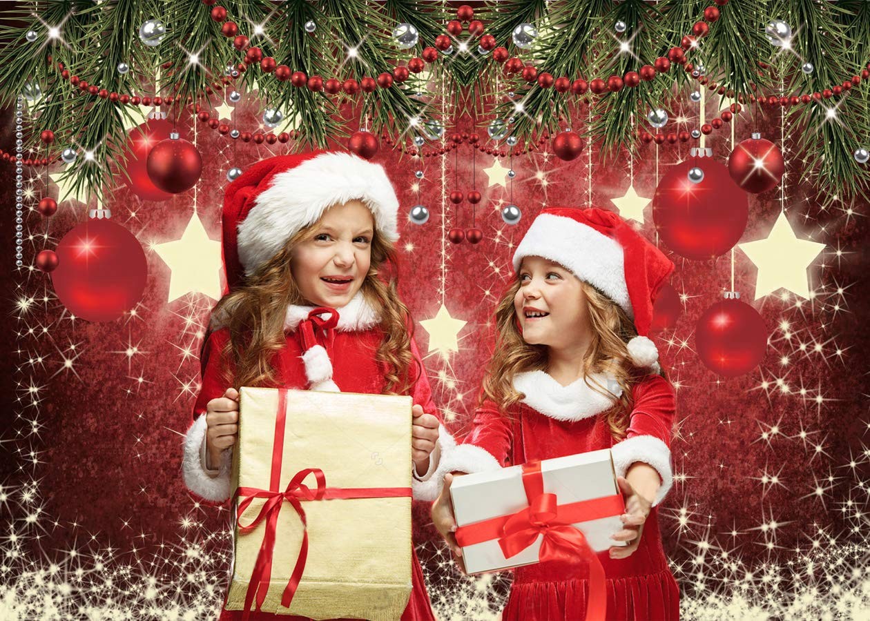 7x5ft Red Christmas Backdrop, Holiday Party Decoration, Winter New Year Photo