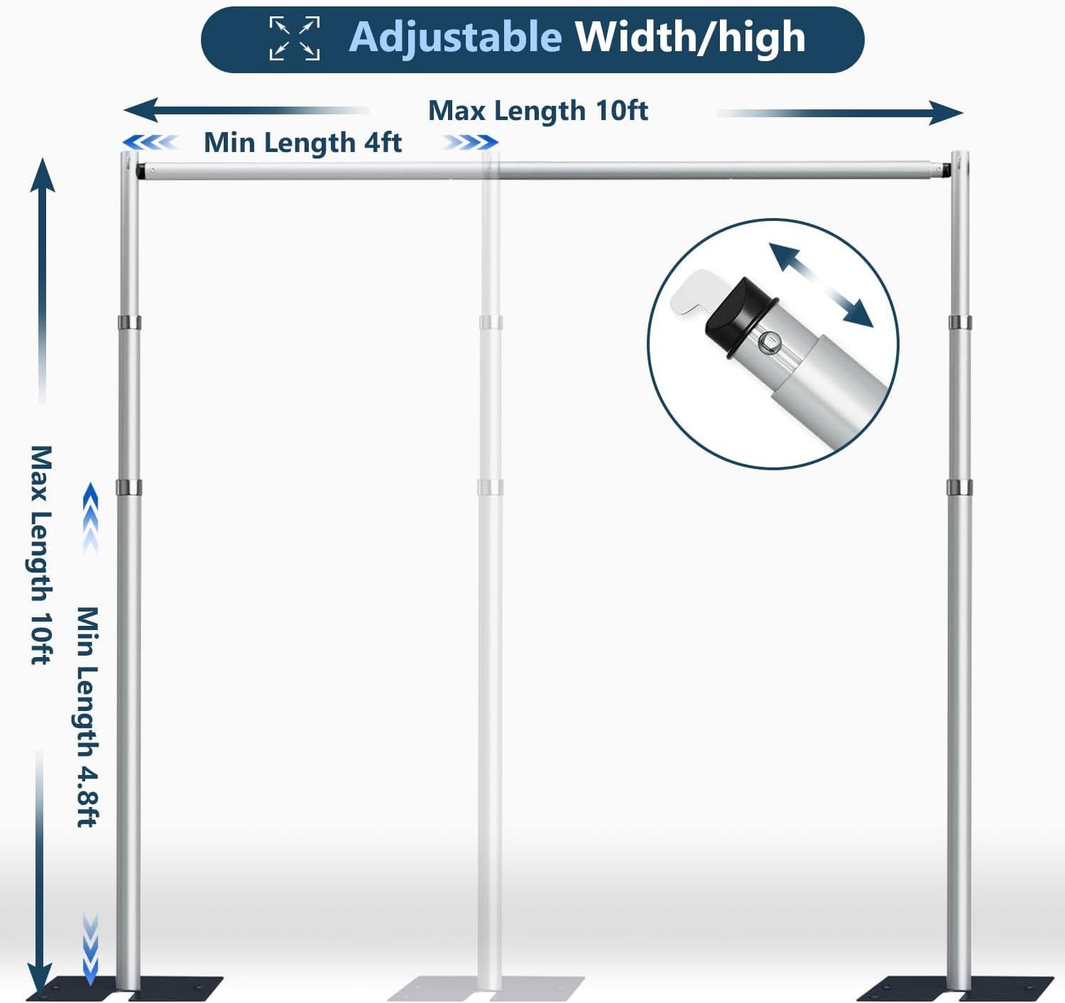 10X 10Ft Pipe and Drap Backdrop Stand Kit,Heavy Duty Adjustable Frame Backdrop S