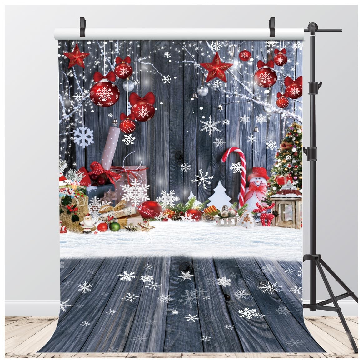 5X7FT Christmas Wood Wall Backdrop Photography Winter Holiday Snowflake Xmas …