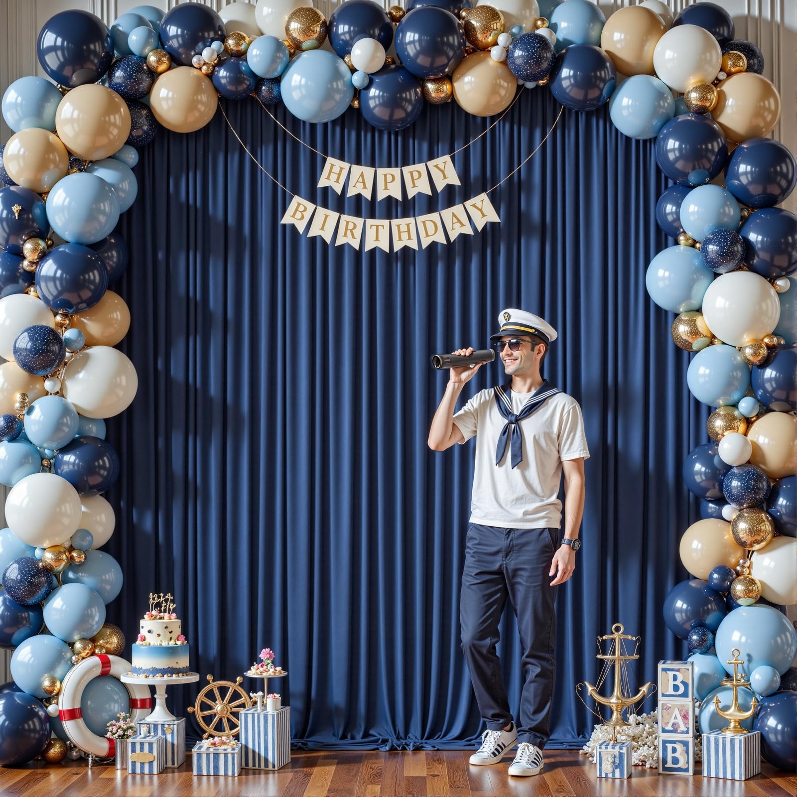 10 Panles Navy Blue Backdrop Curtains – W4′ x H10′(10 panels),