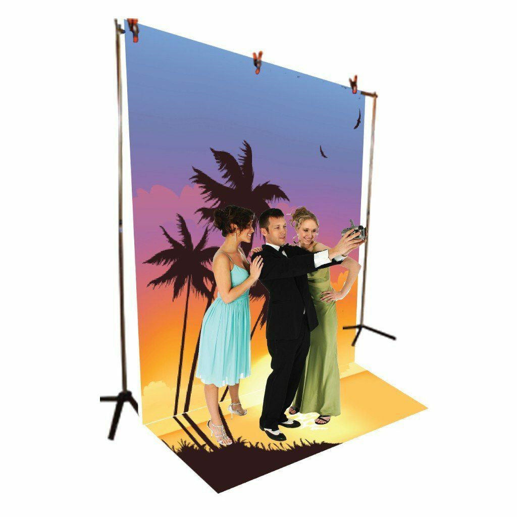 Tropical Island Sunset Vinyl Photography Backdrop – 8’x10′ or 8’x14′