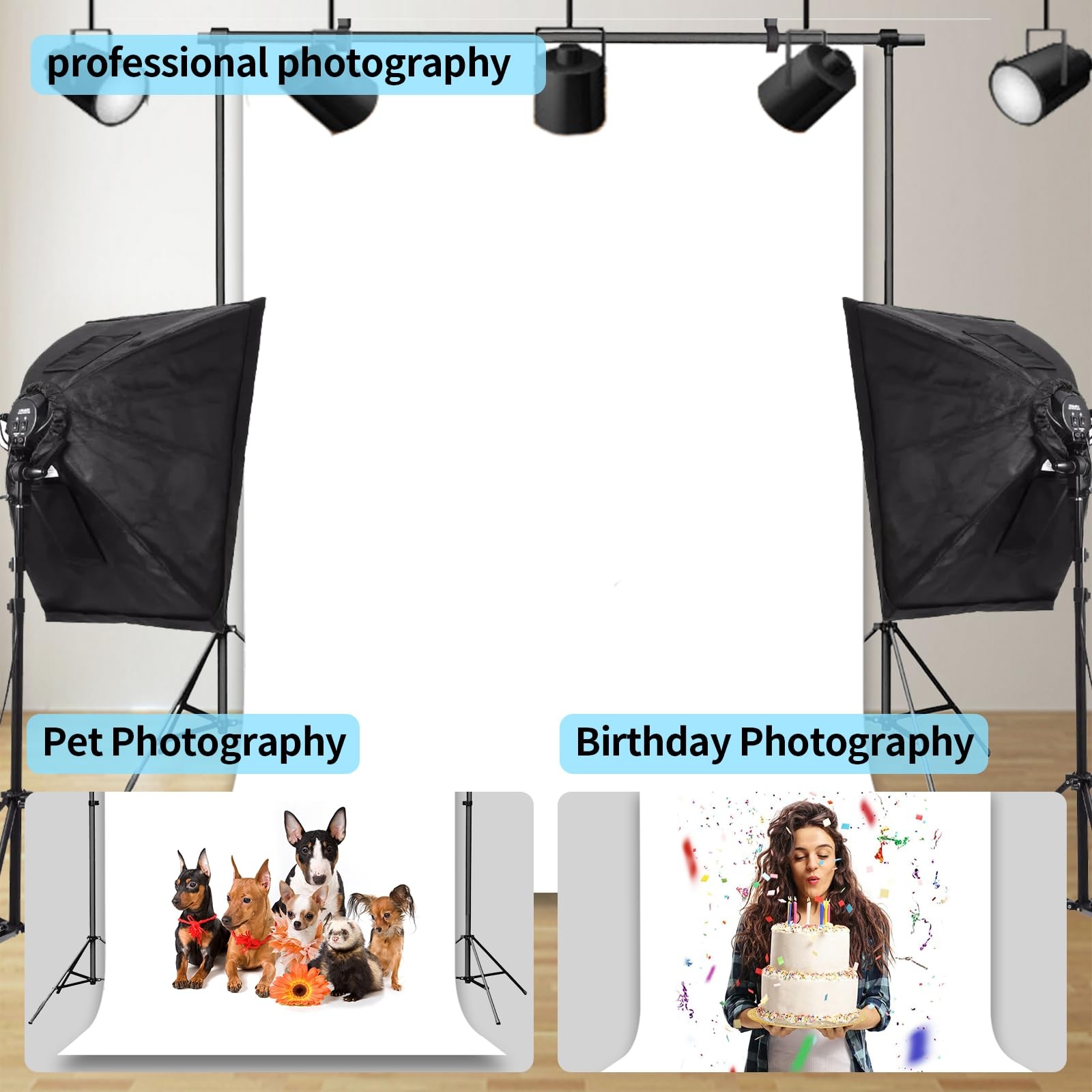 Uhexoyo White Portrait Backdrop for Photography,Photobooth 5x7FT,