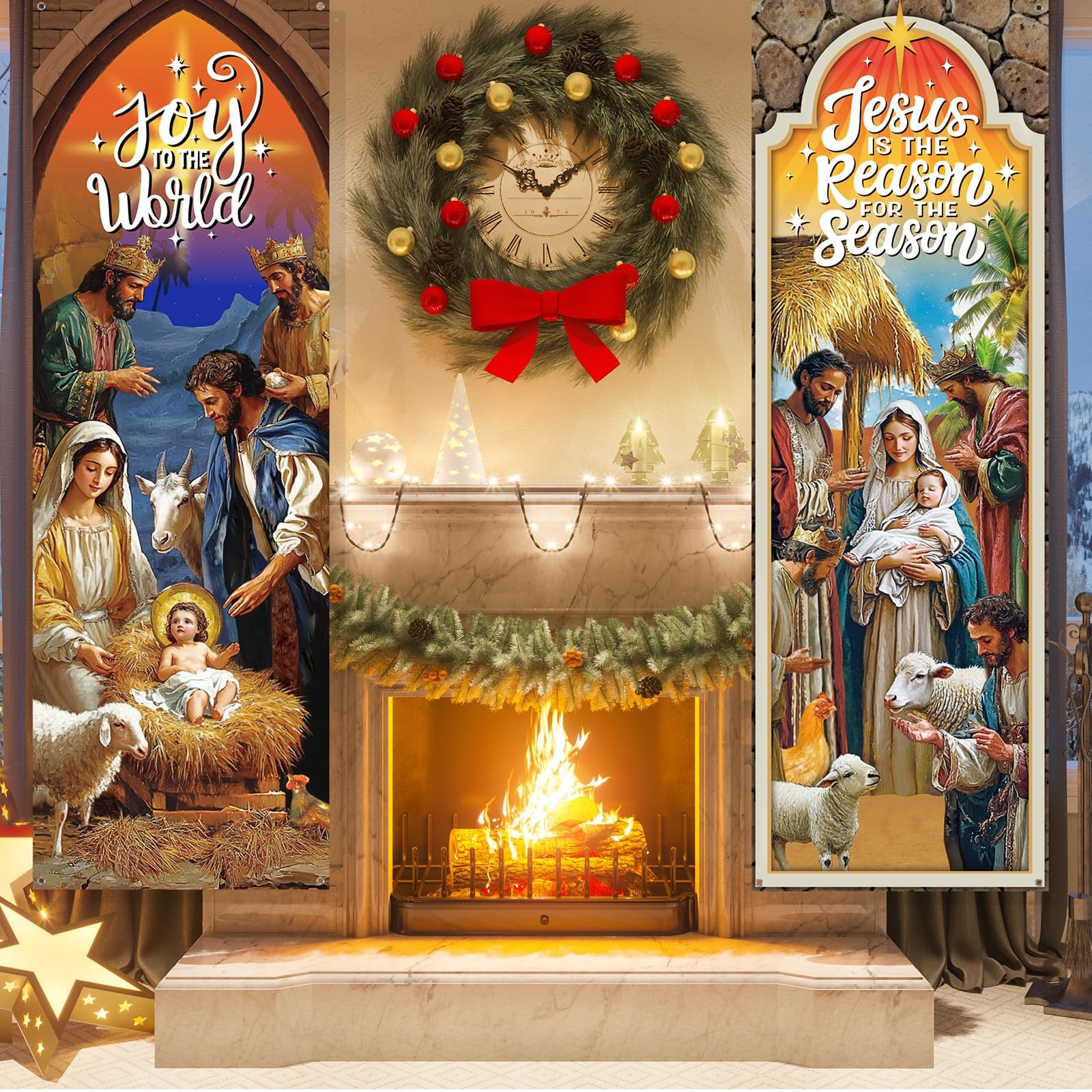 4 Pcs Easter Church Banners with Scripture Religious Worship Banner Christian…