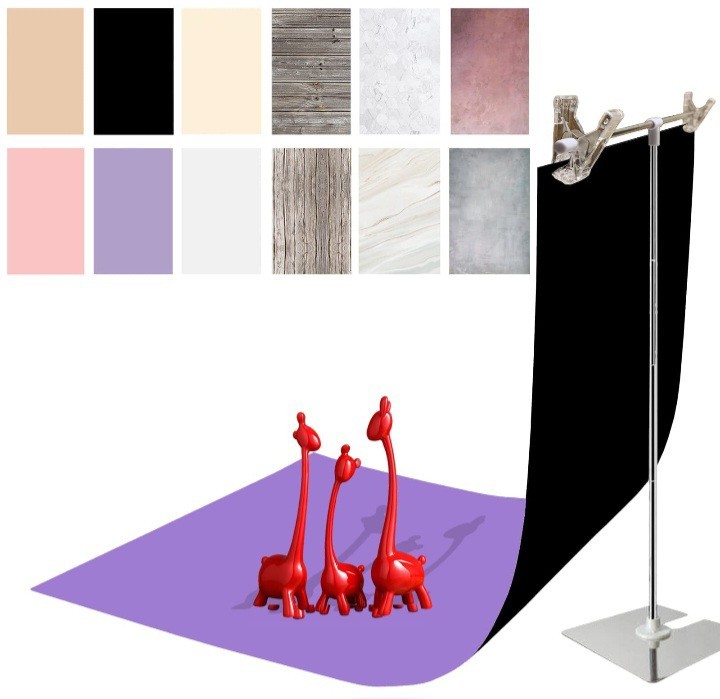 Double Sided Photography Backdrops 7 Pieces 14 Options 34” X 23”, No Stand