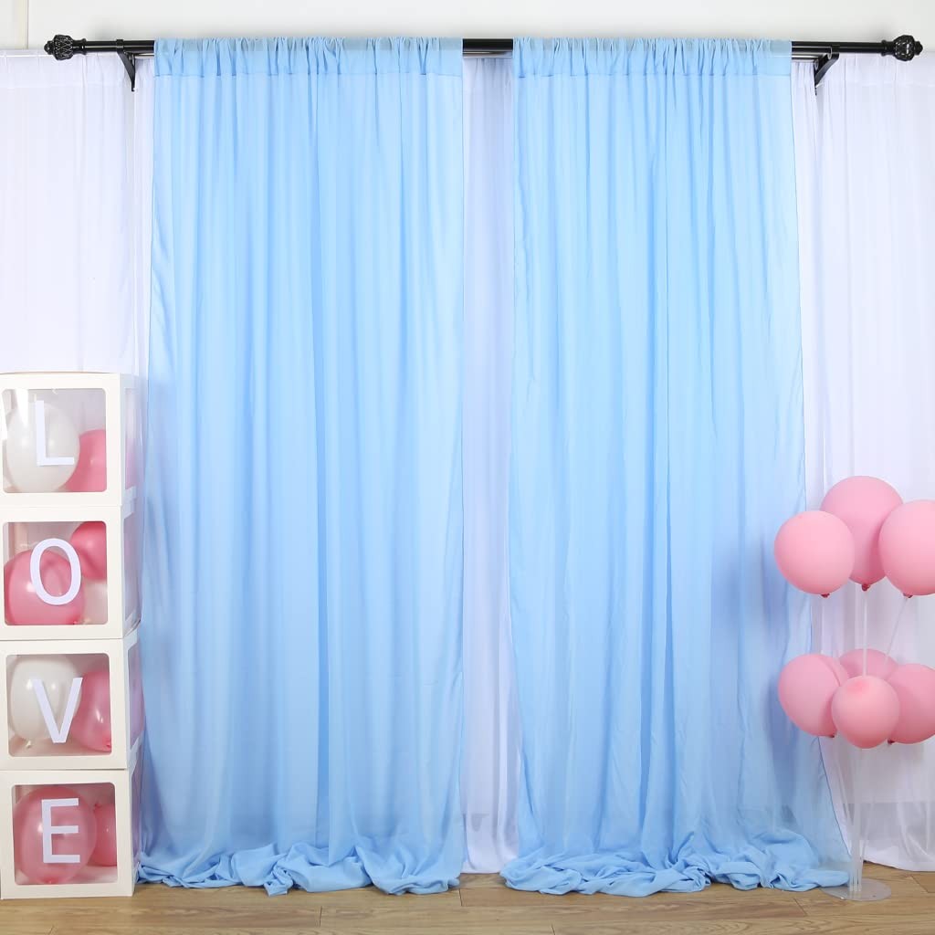 10x10ft Light Blue Backdrop Chiffon Semi Sheer Curtains Wedding Decor