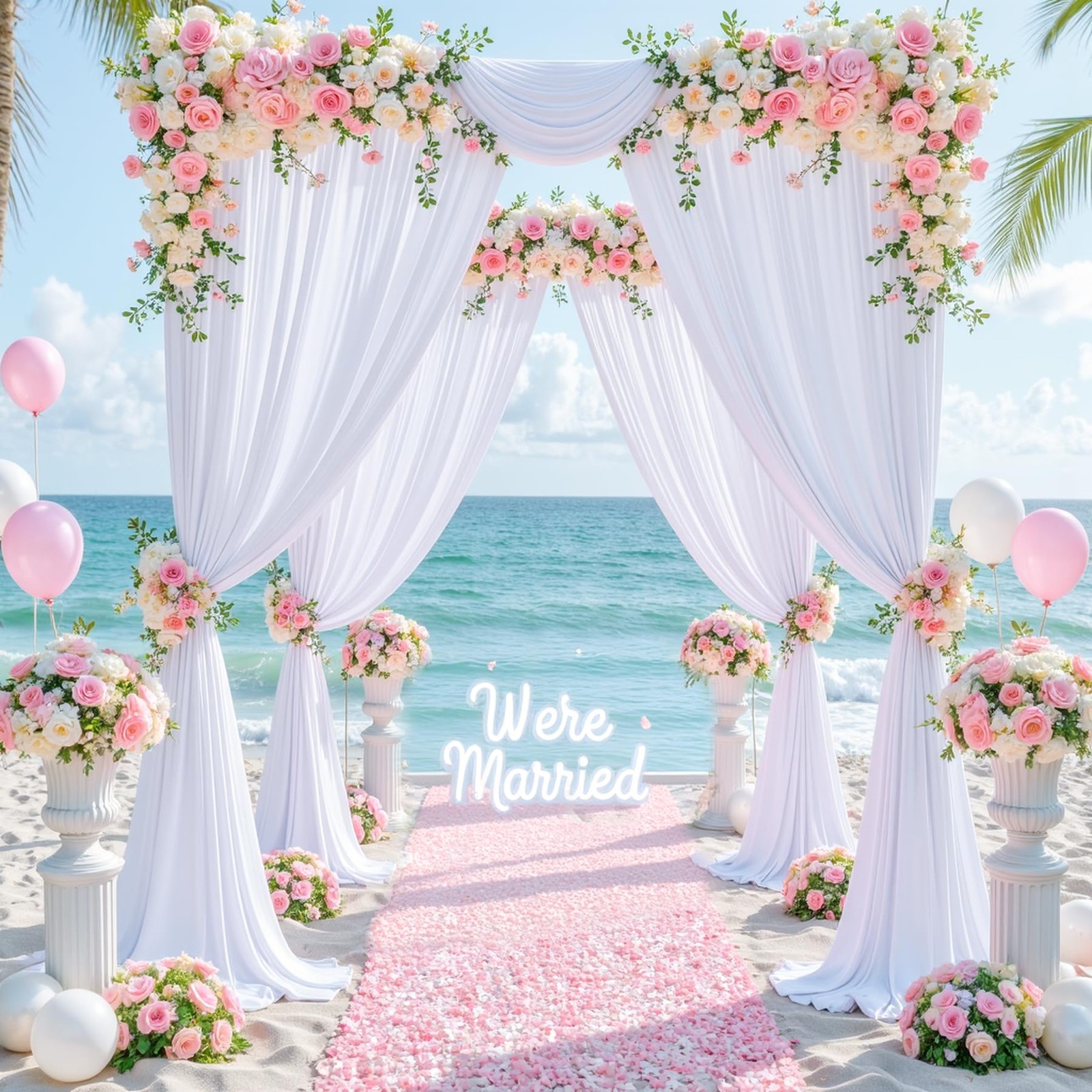 10×10 White Backdrop Curtain for Parties Wedding Wrinkle Free White Photo Cur…