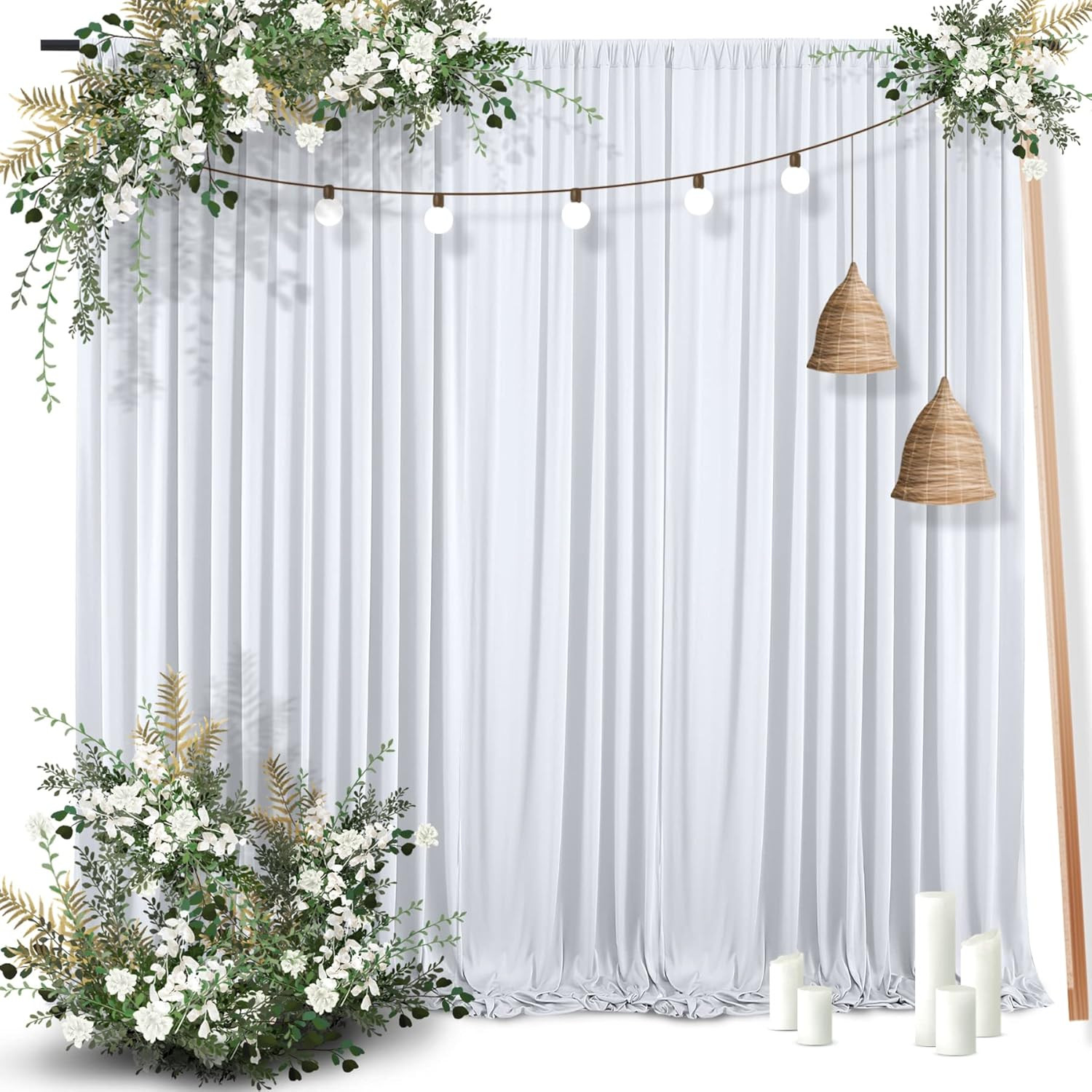 Wrinkle-Free Silver Backdrop Curtain for Parties – 40ft x 10ft Drapes