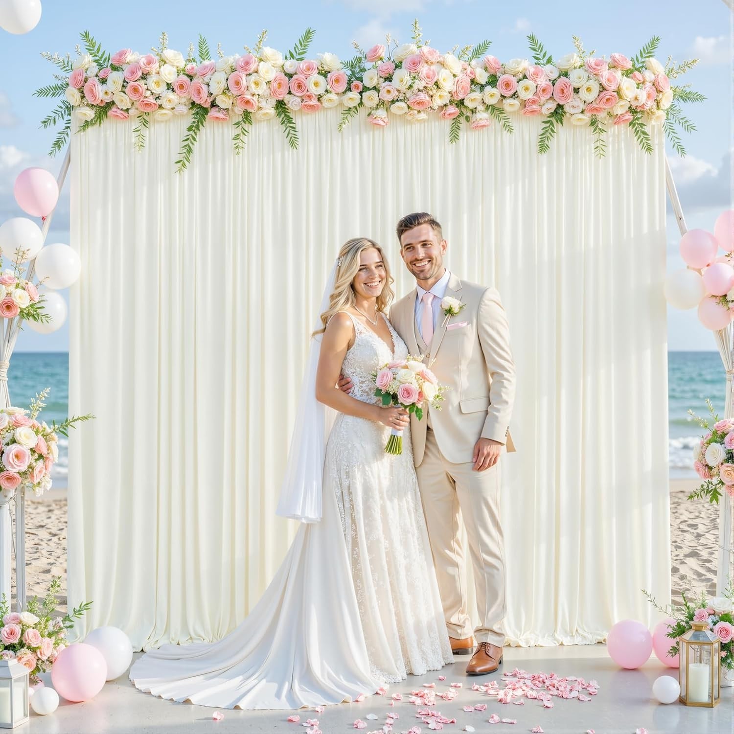 Ivory Backdrop Curtain for Wedding Parties Wrinkle Free Ivory Photo Curtains …