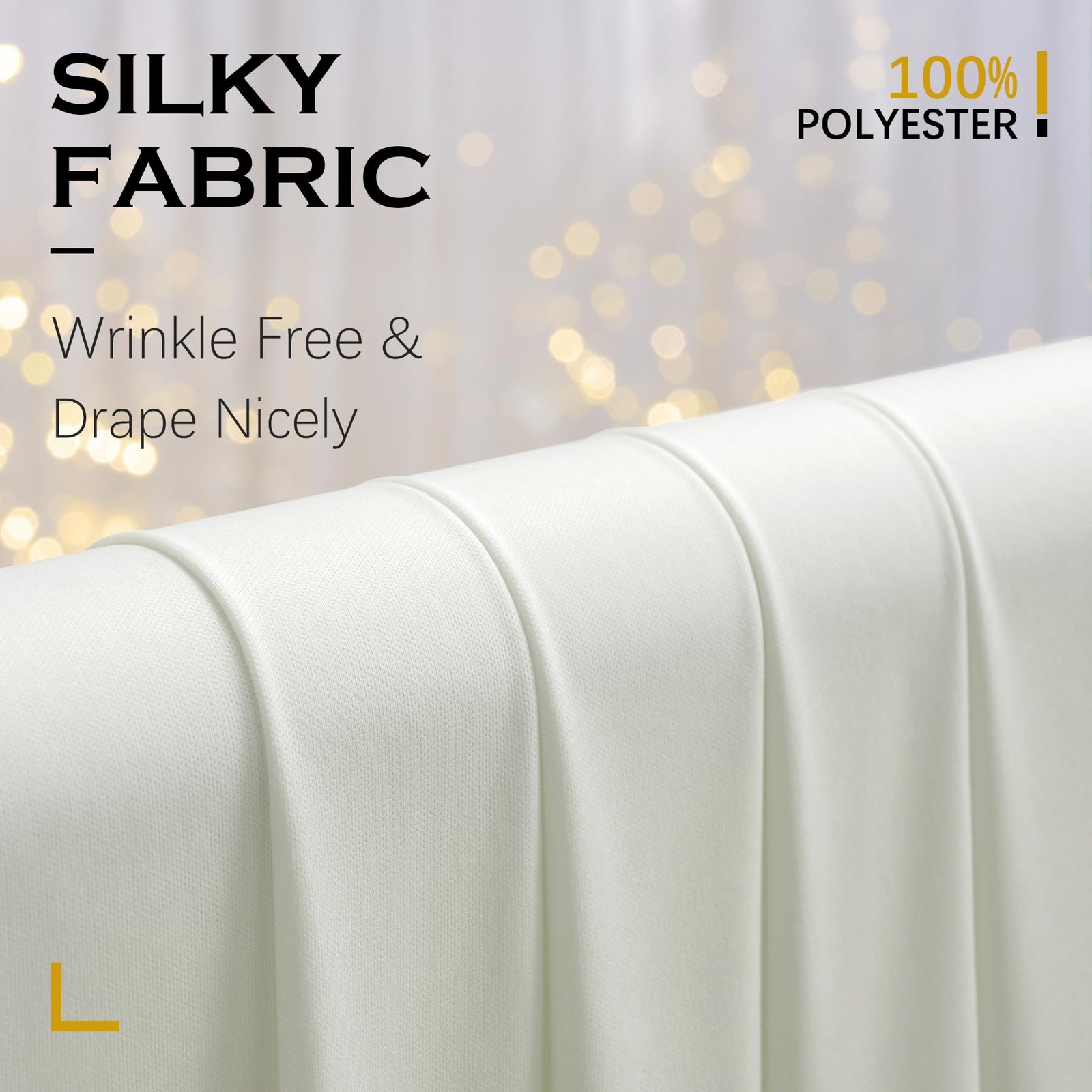 10ft×12ft Ivory Backdrop Curtain for Wedding Parties, 2 Panels Polyester Phot…