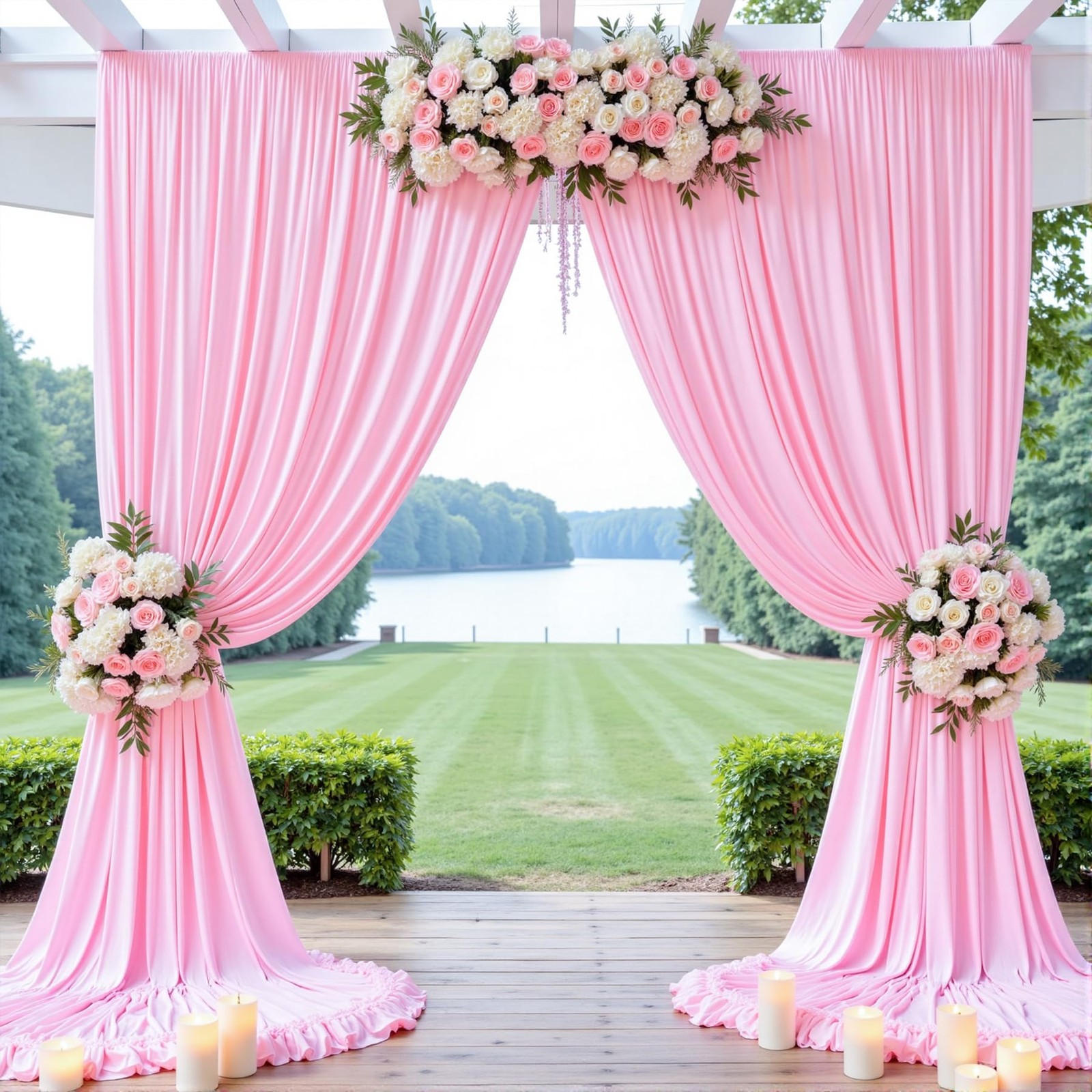 Pink Backdrop Curtains 12×10 Ft Wrinkle Free 2 Panels Photo Background Drapes
