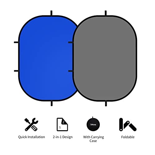 Collapsible Backdrop 59×78.7inches Pop Up Background 59 x 78 inches Blue Grey