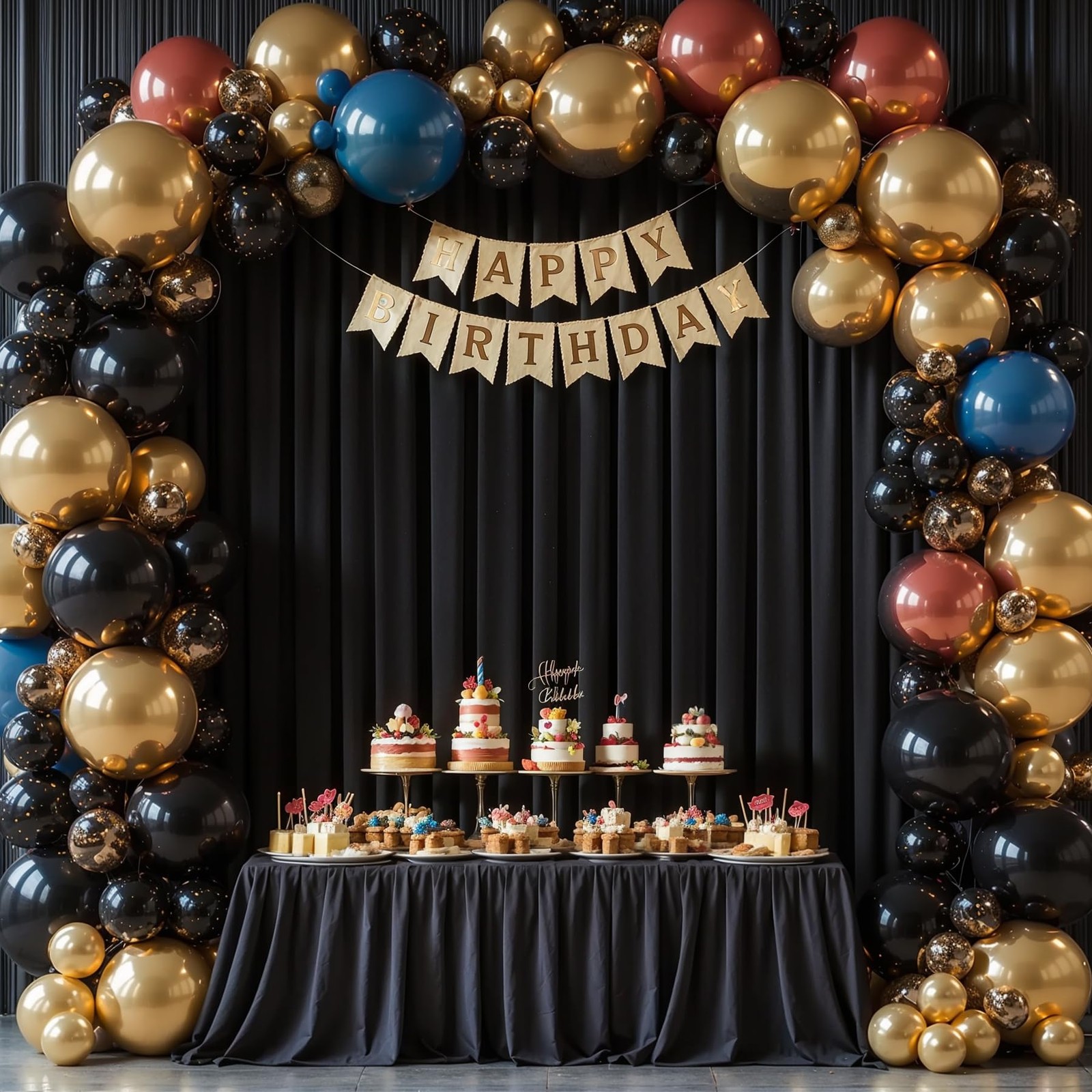 4 PCS 16×10 FT Black Backdrop Curtains Photo Background Drapes Rod Pocket