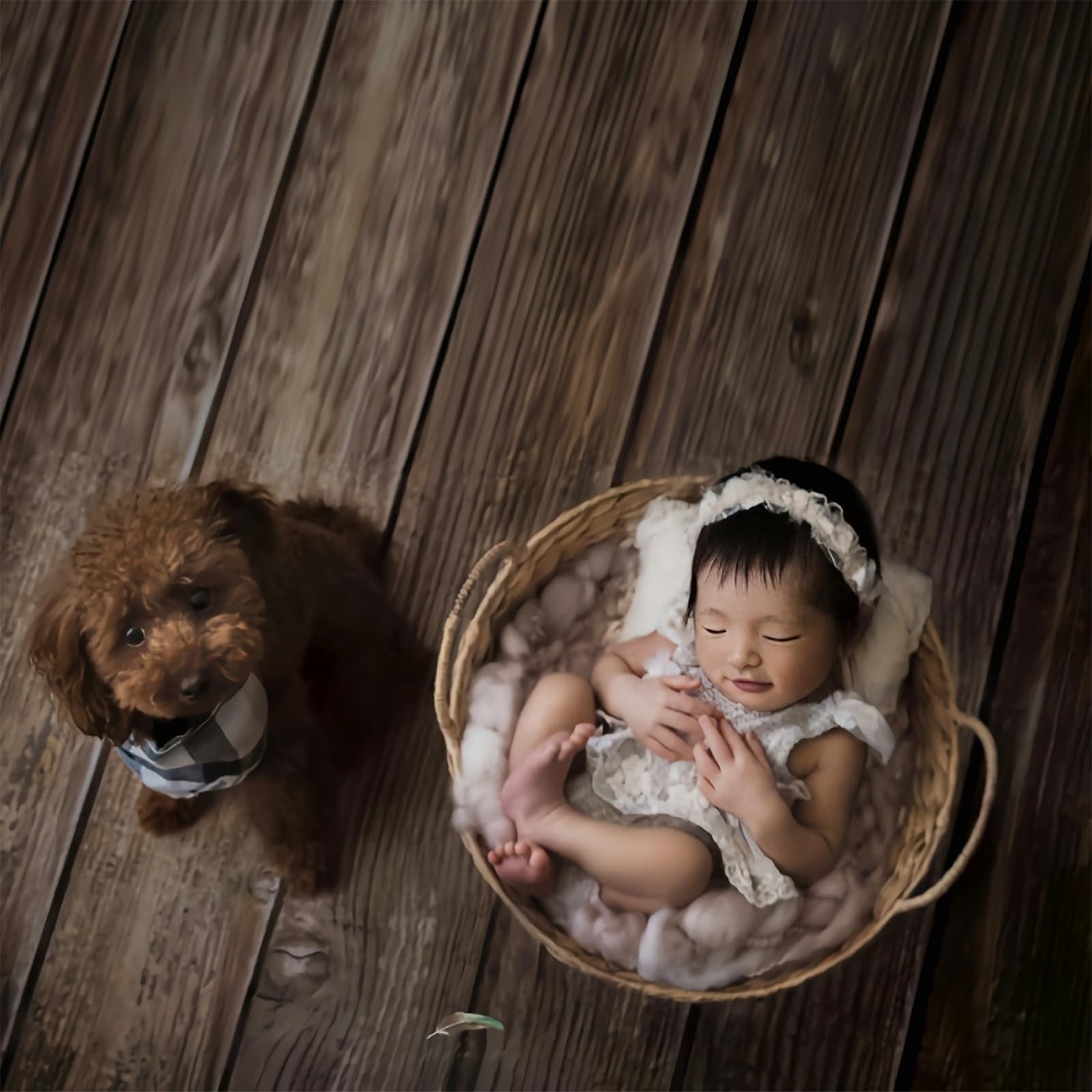 Kate Brown Wood Floor Backdrop Vintage Photography Mat 8x5ft, Color2