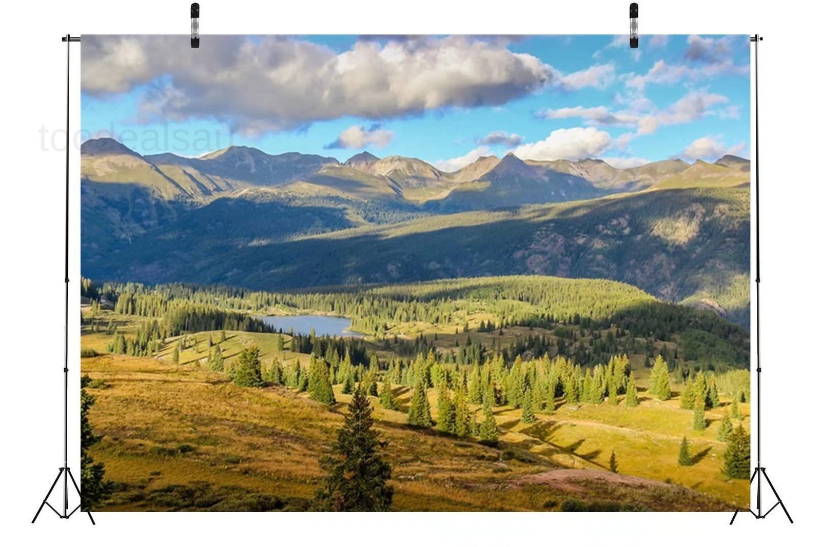 7x5ft Soft Fabric Colorado Mountains Lake Backdrop 7x5FT, Mountain-26