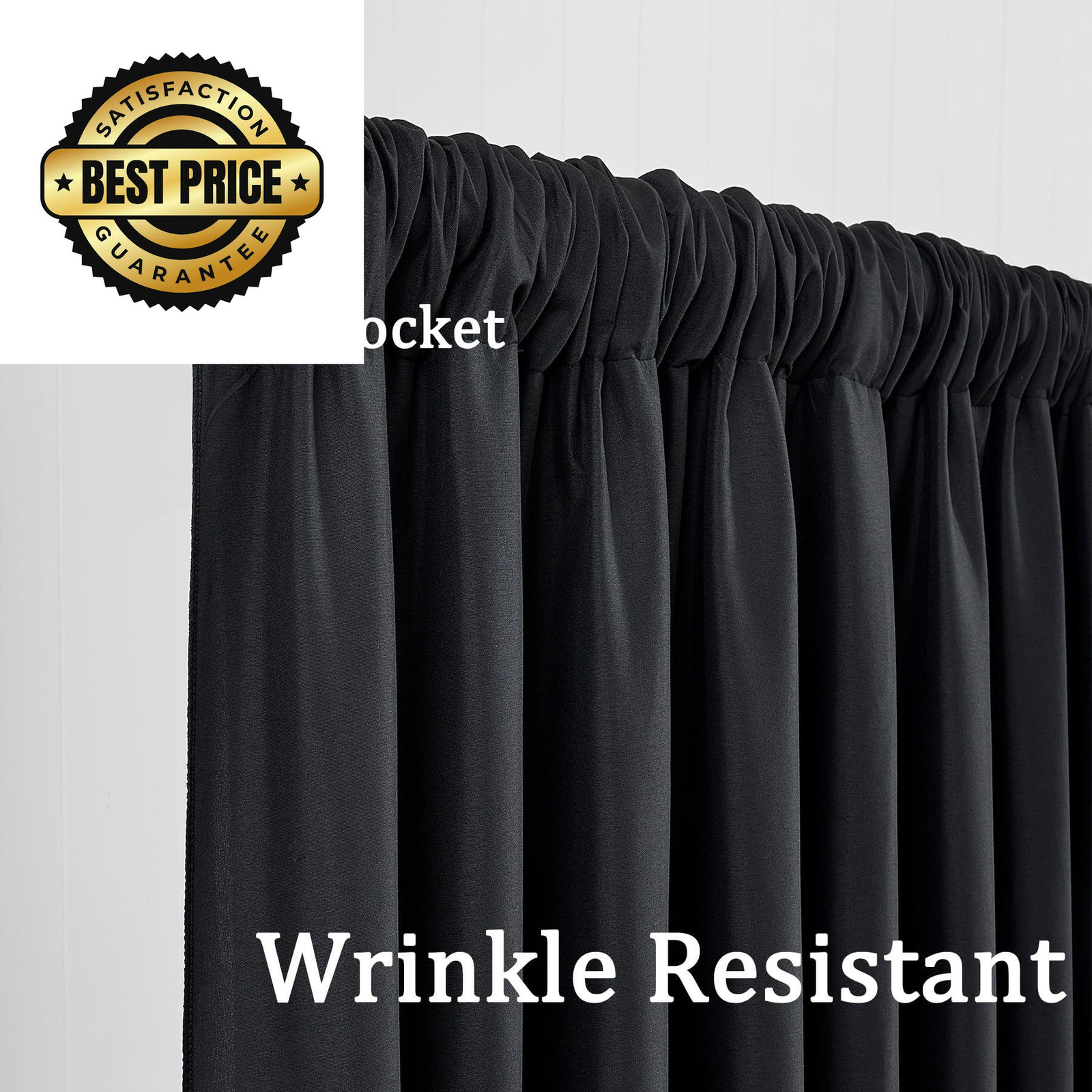 Htper 10×10 ft Black Backdrop Curtain Panels 120″W x 120″L (Pack of 2),
