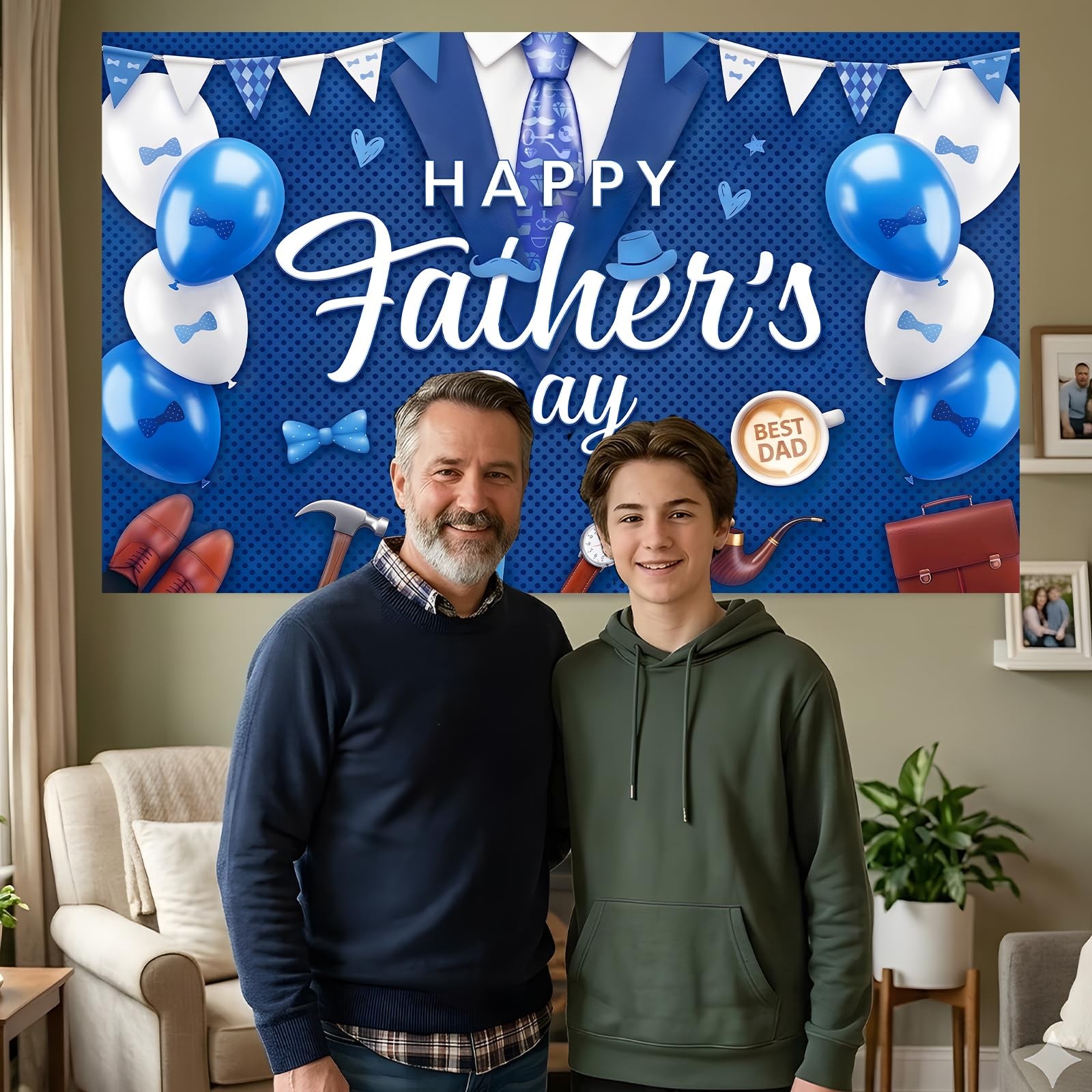 Happy Father’s Day Backdrop Decorations Indoor Outdoor Banner for Photography