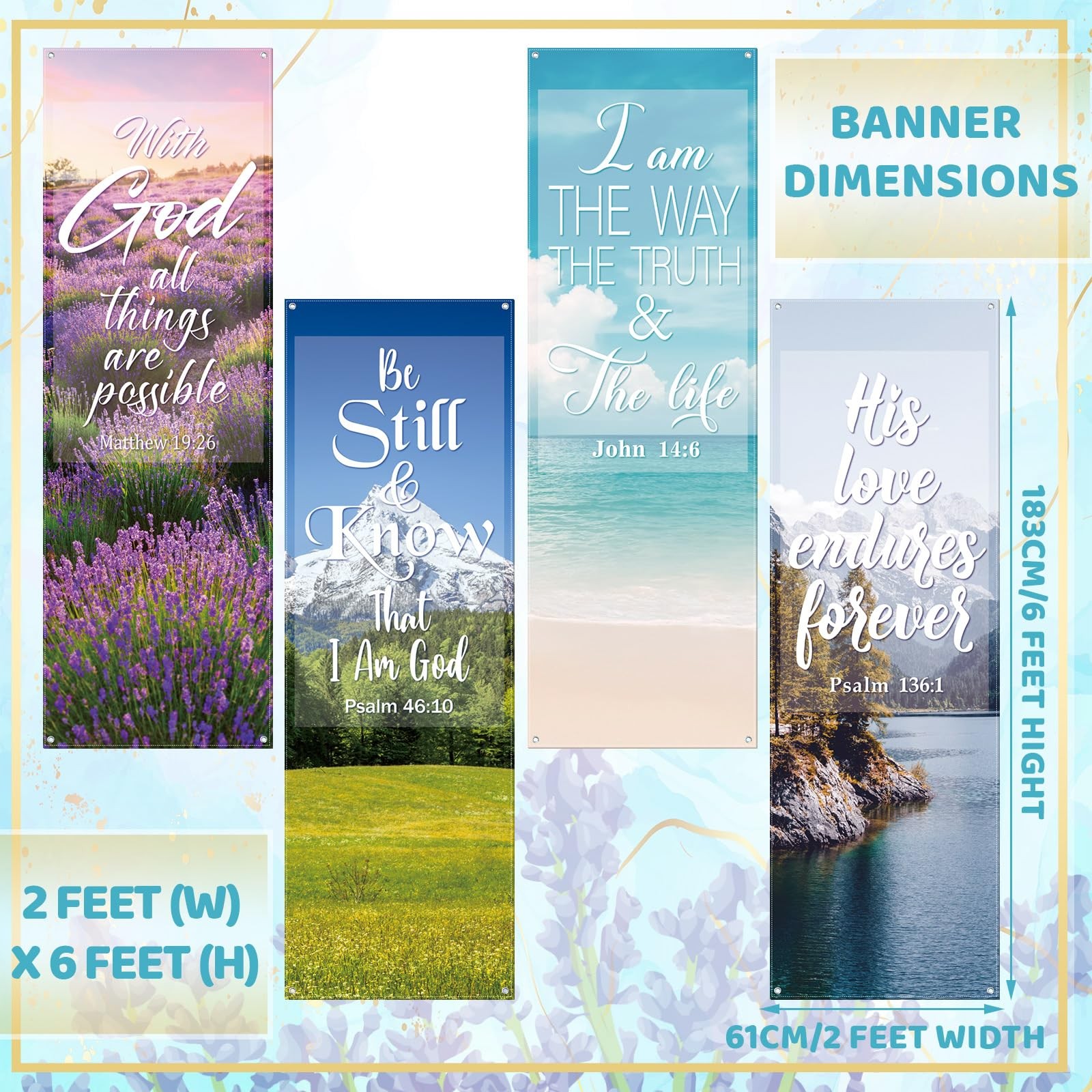 4 Pcs 4th of July Church Banners Independence Day Christian Banners with Scri…