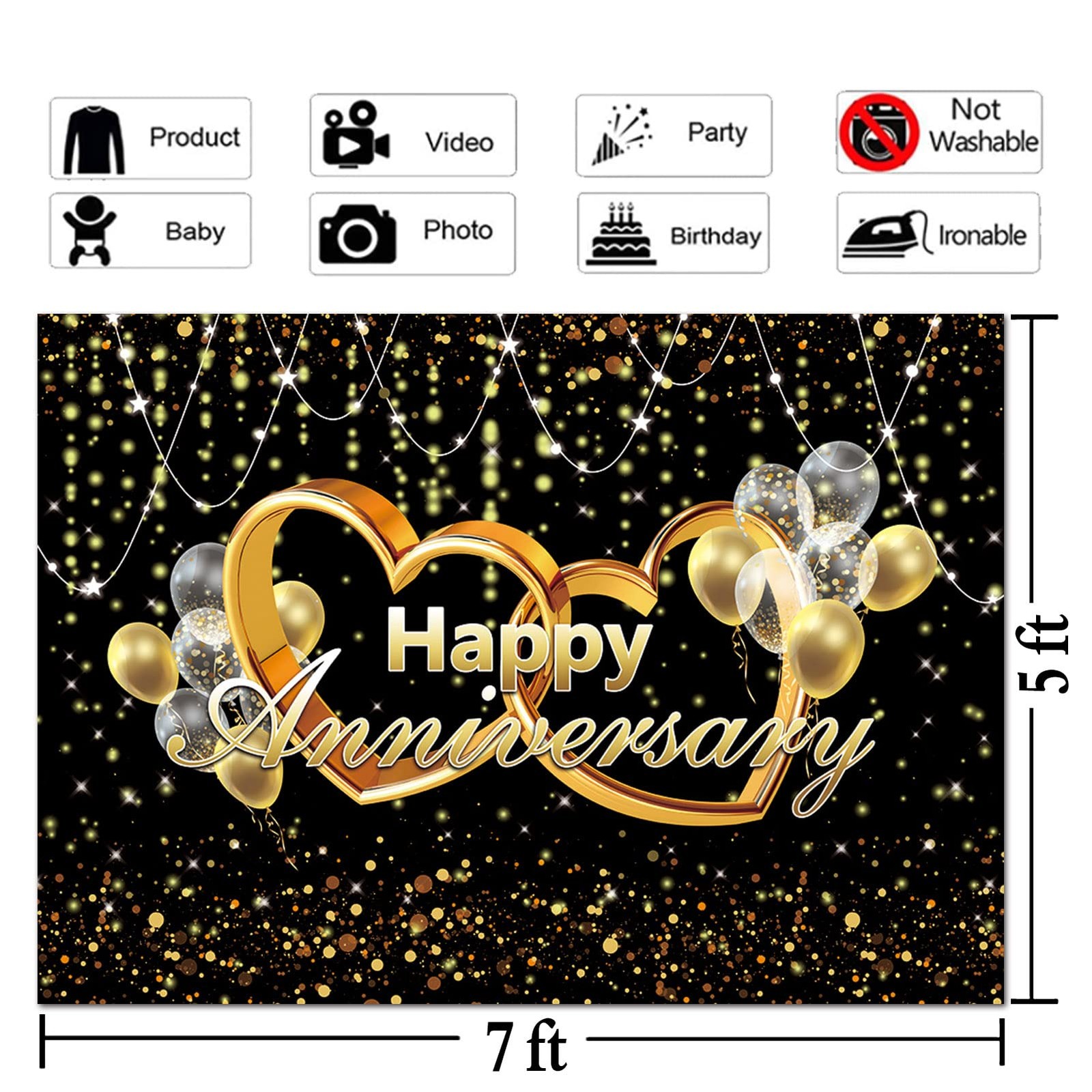 Happy Anniversary Banner Party Decoration Wedding Anniversary Photo Background