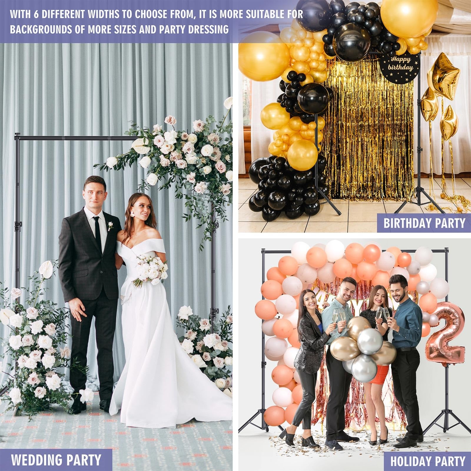 Backdrop Stand Kit – 6 Widths, 10×7.5ft Adjustable Background Stand for Parti…